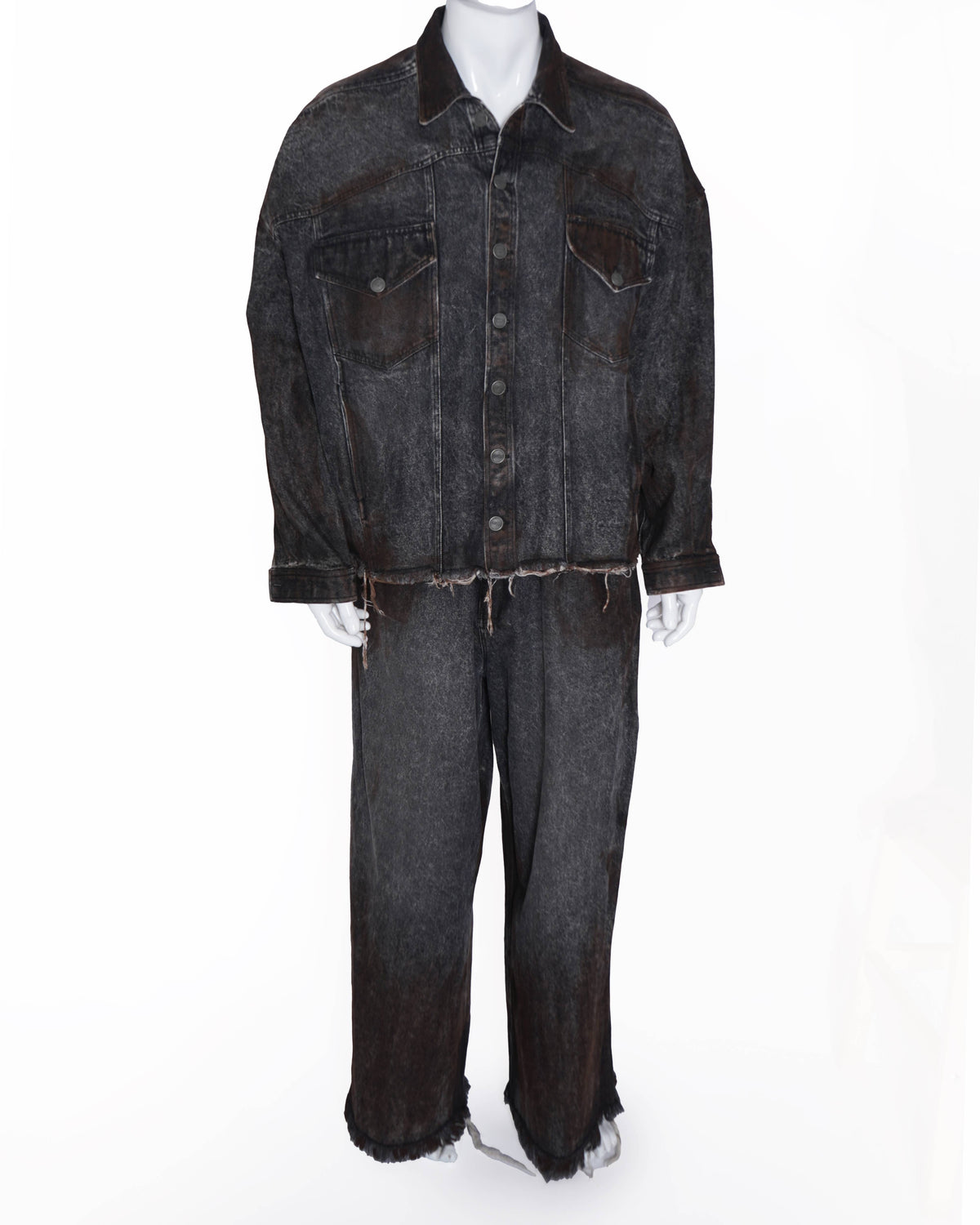 New Huemn Unisex Grey Cargo denim Hand Painted set of 2