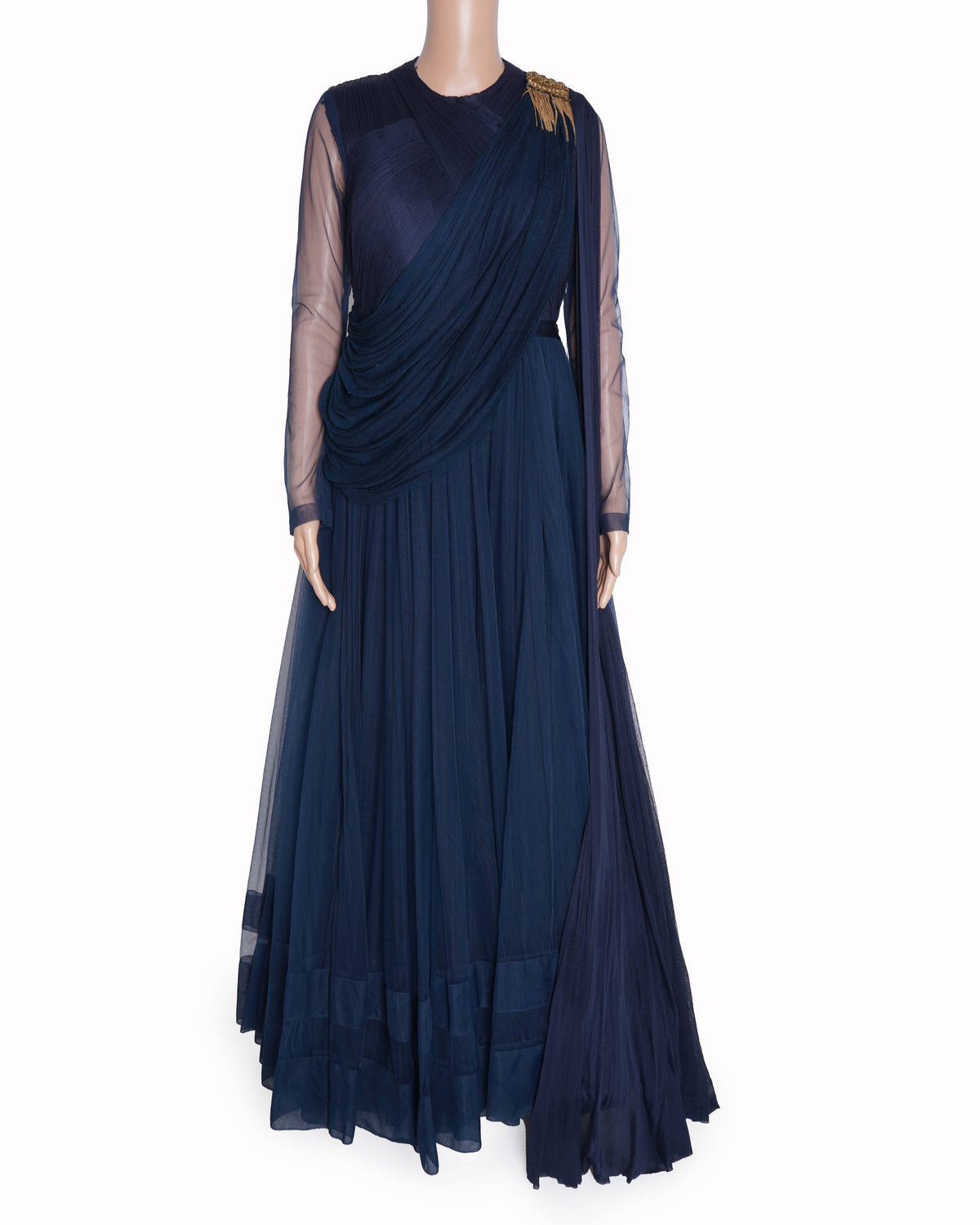 Shantanu & Nikhil Navy Blue Gown set of 3