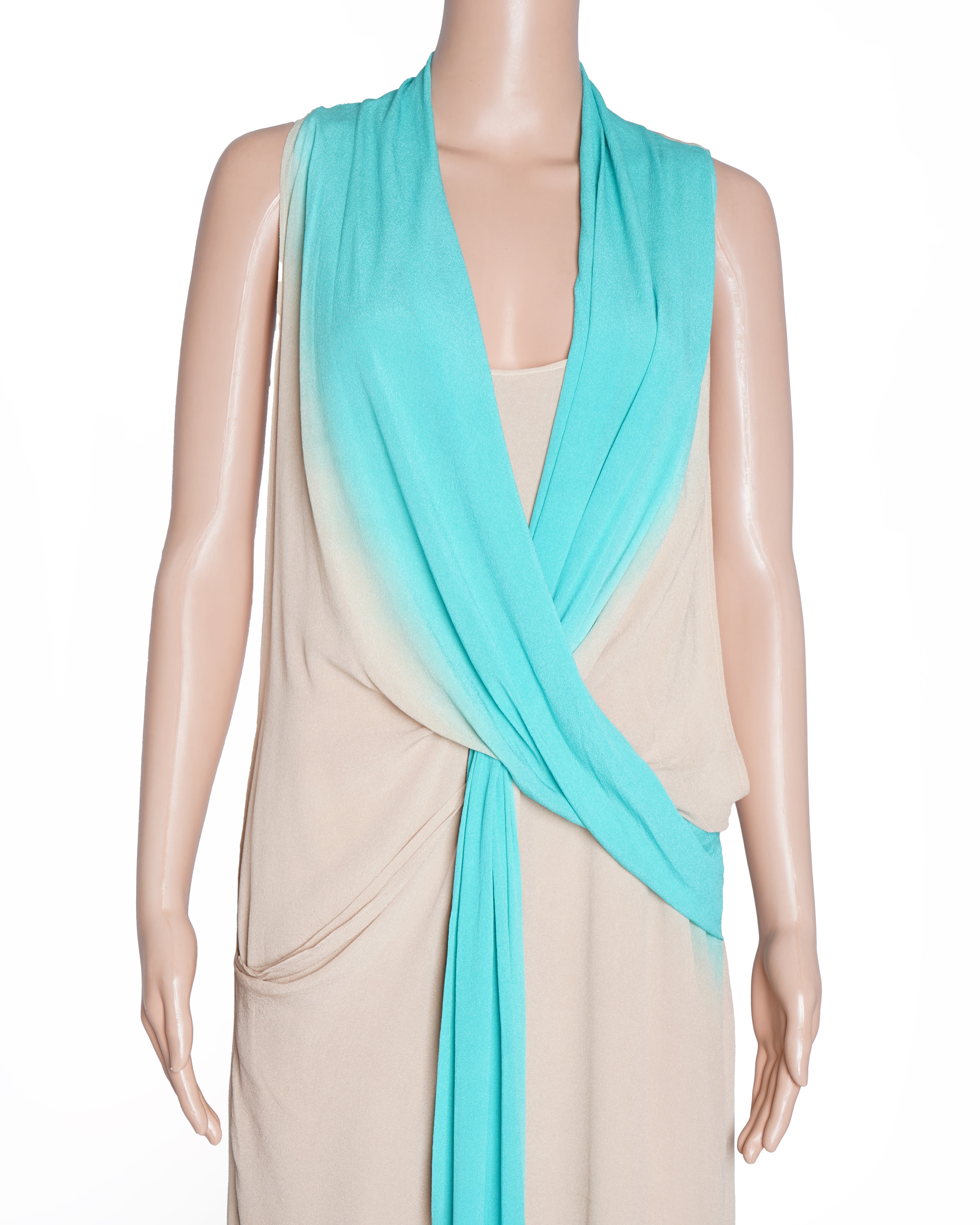 New Malini Ramani Dress In Beige & Blue