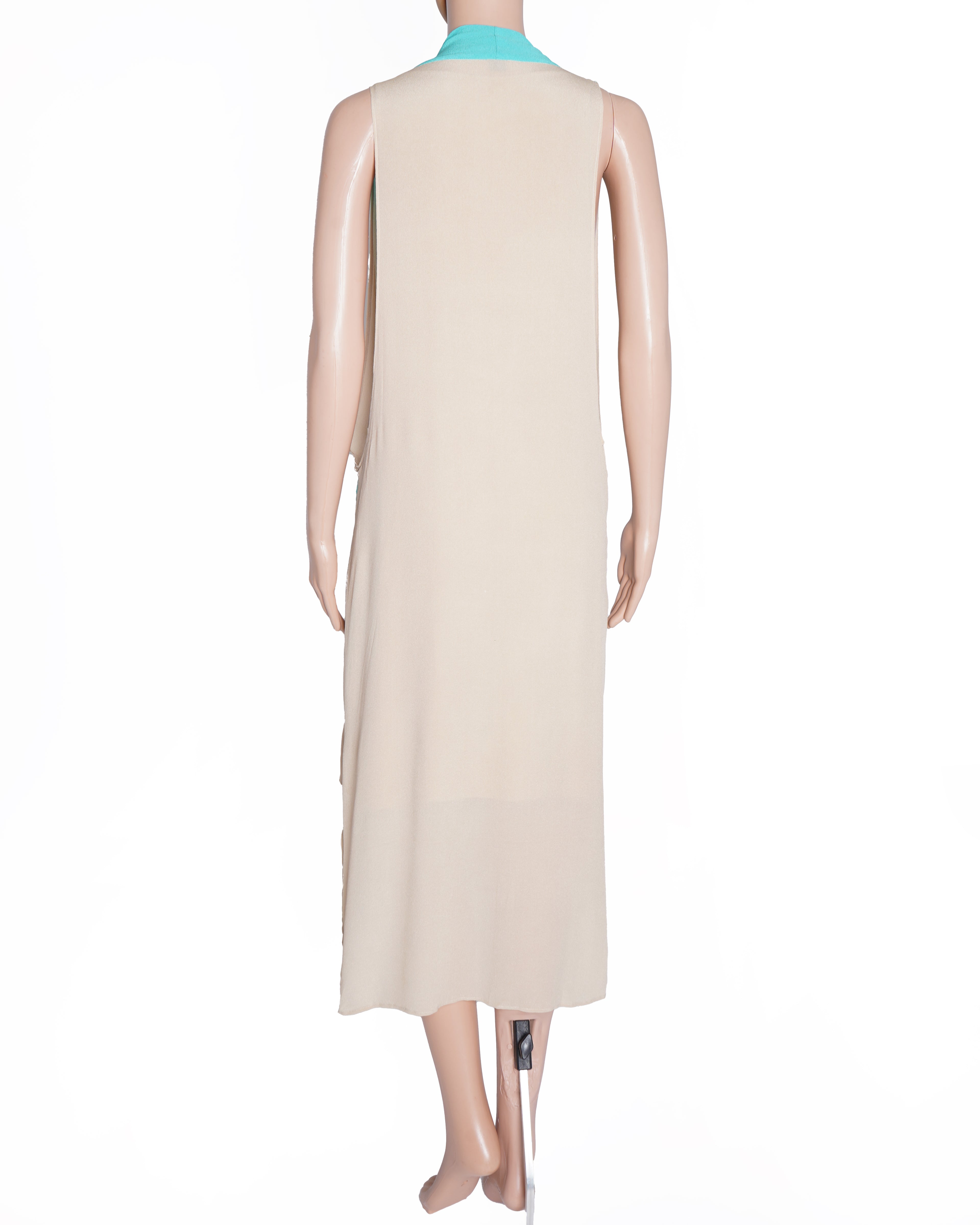 New Malini Ramani Dress In Beige & Blue
