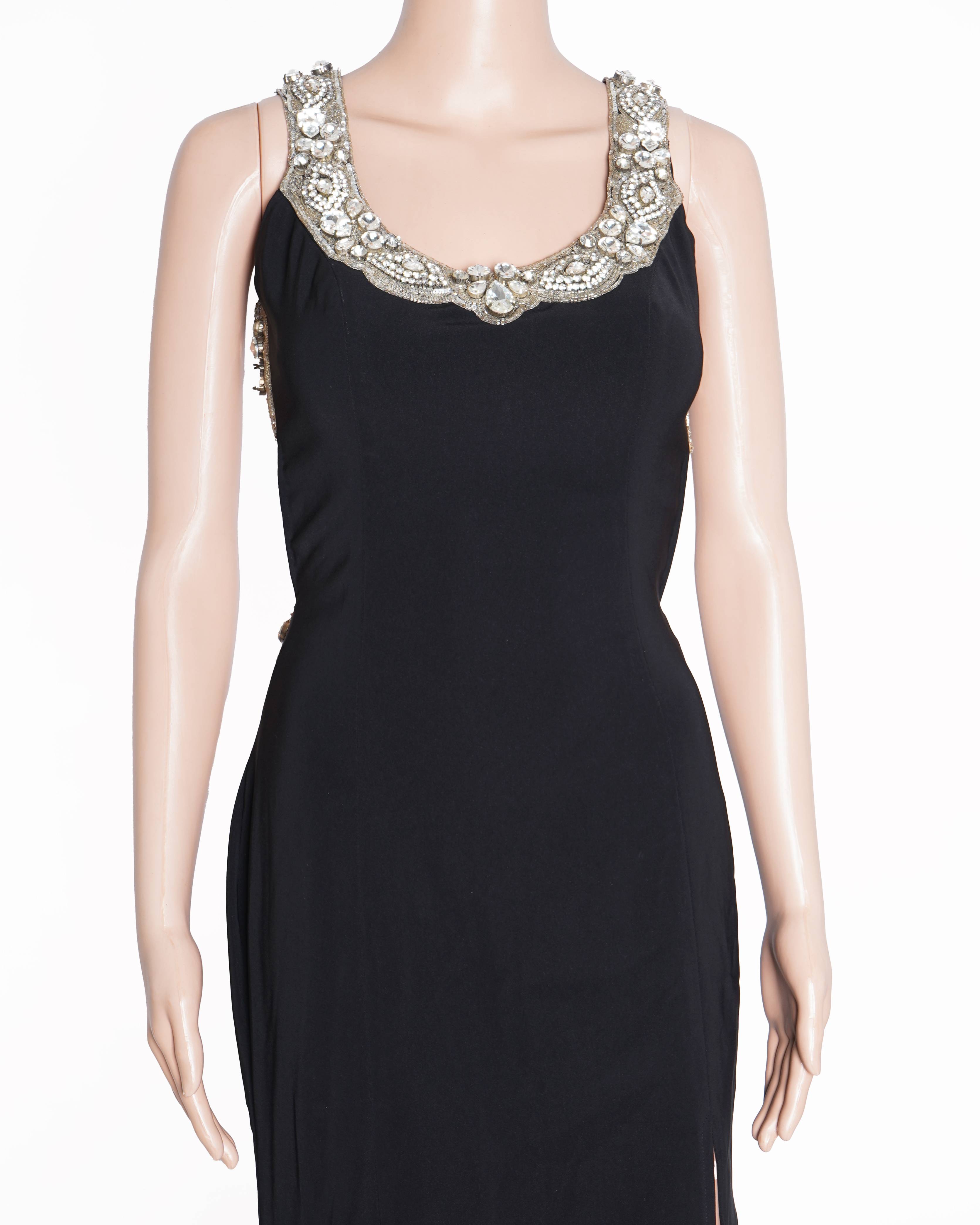 Cherie D Black Embellished Gown In Black