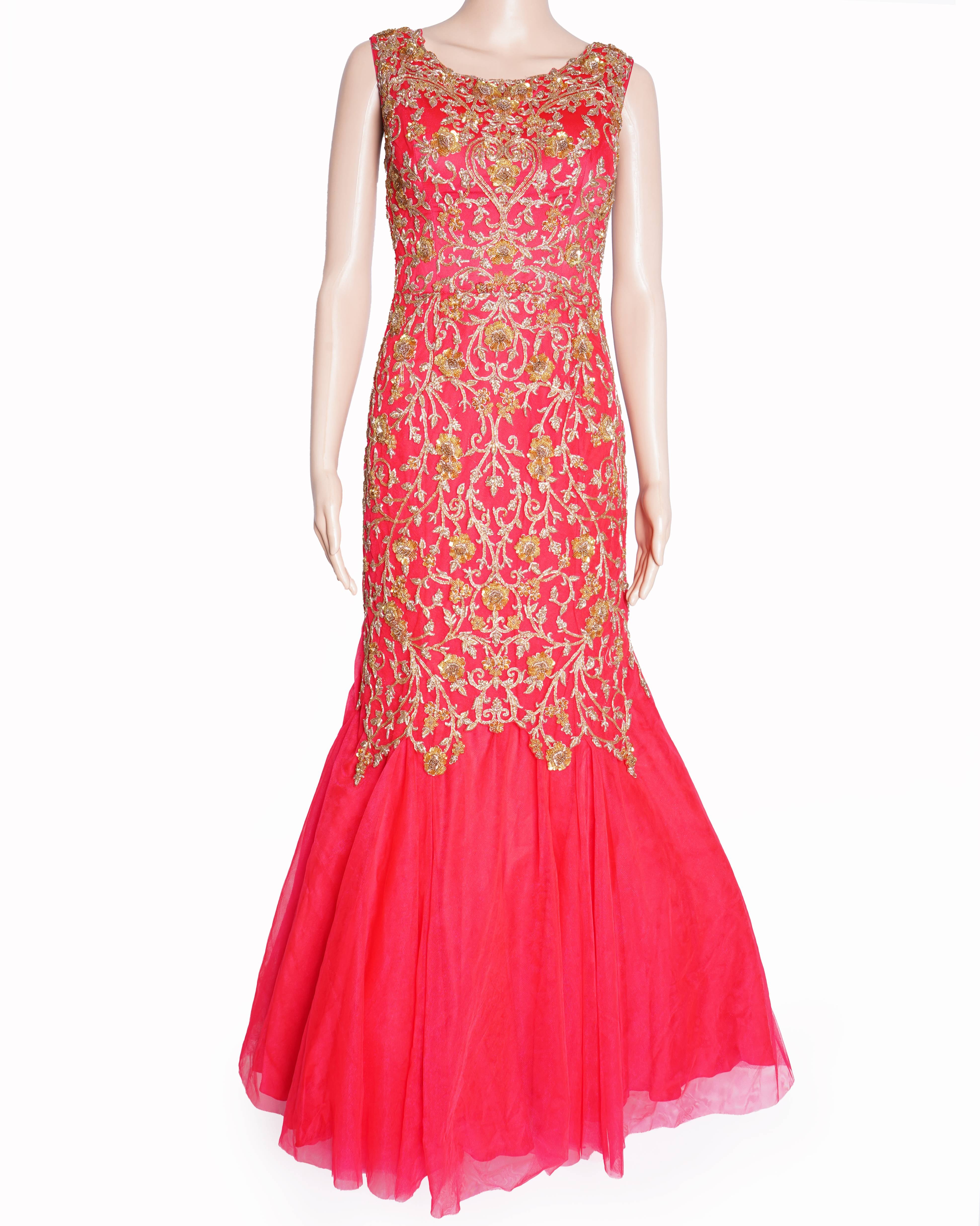 Dolly J red embroidered cocktail gown