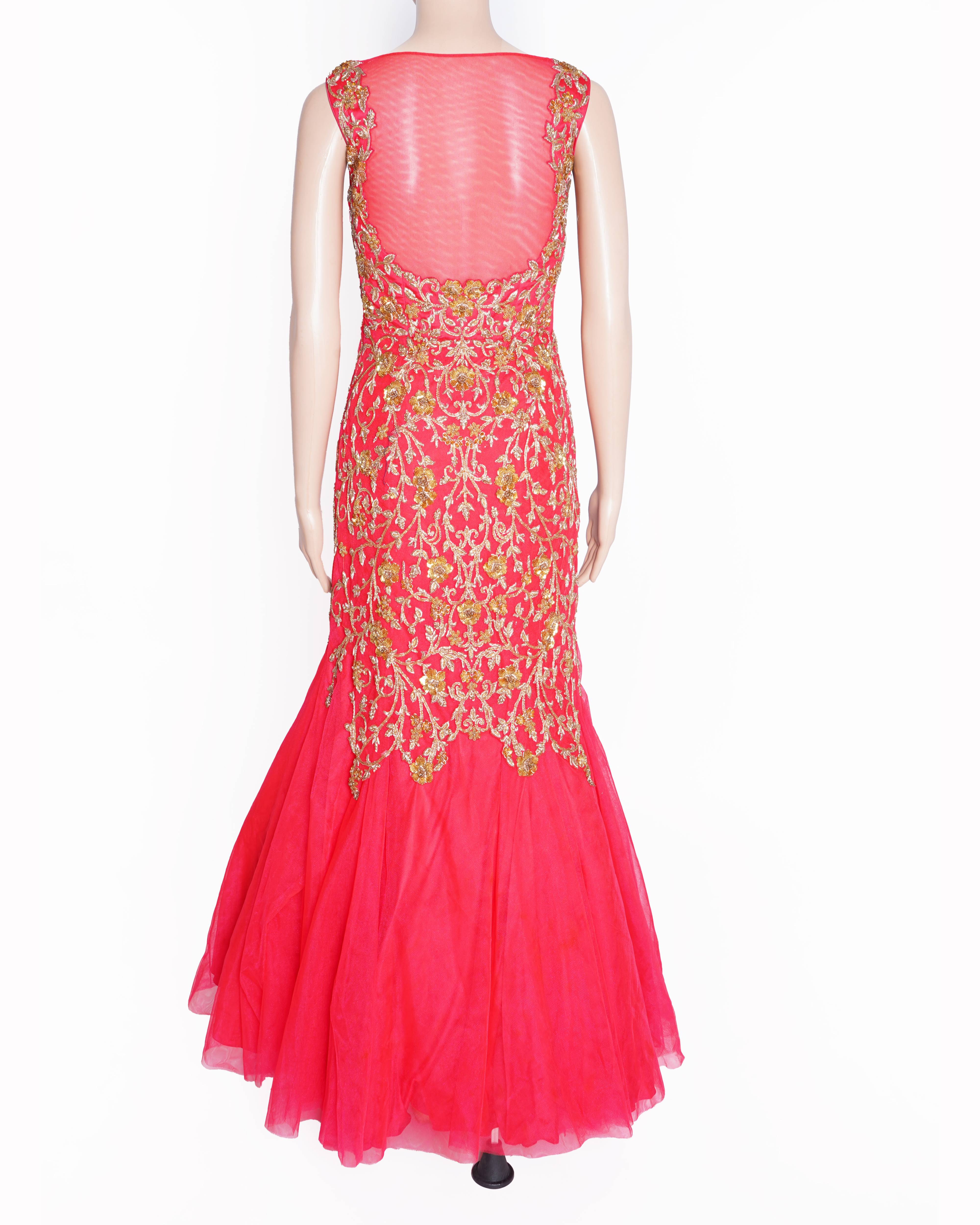 Dolly J red embroidered cocktail gown