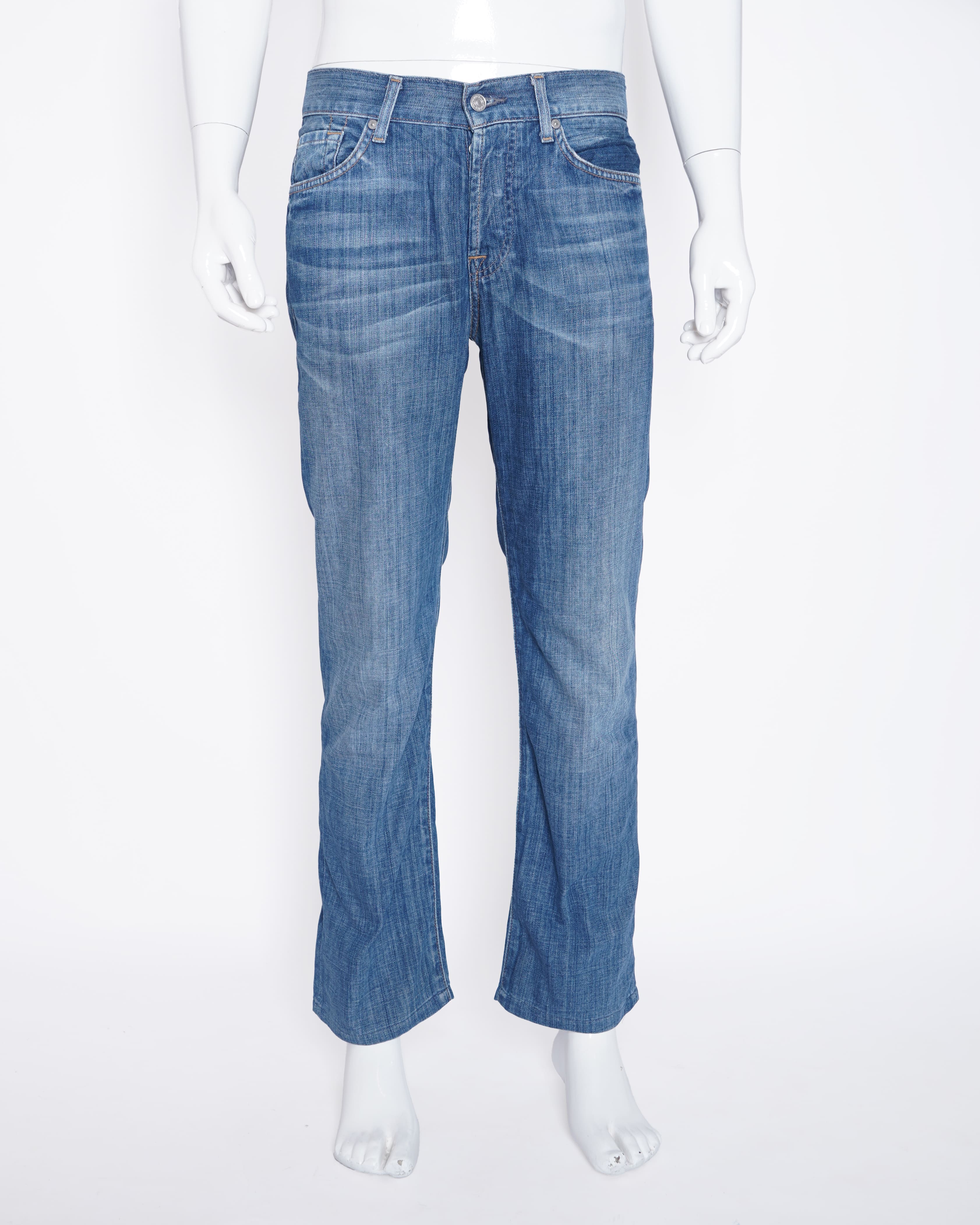 7 for all mankind blue faded men's jeans