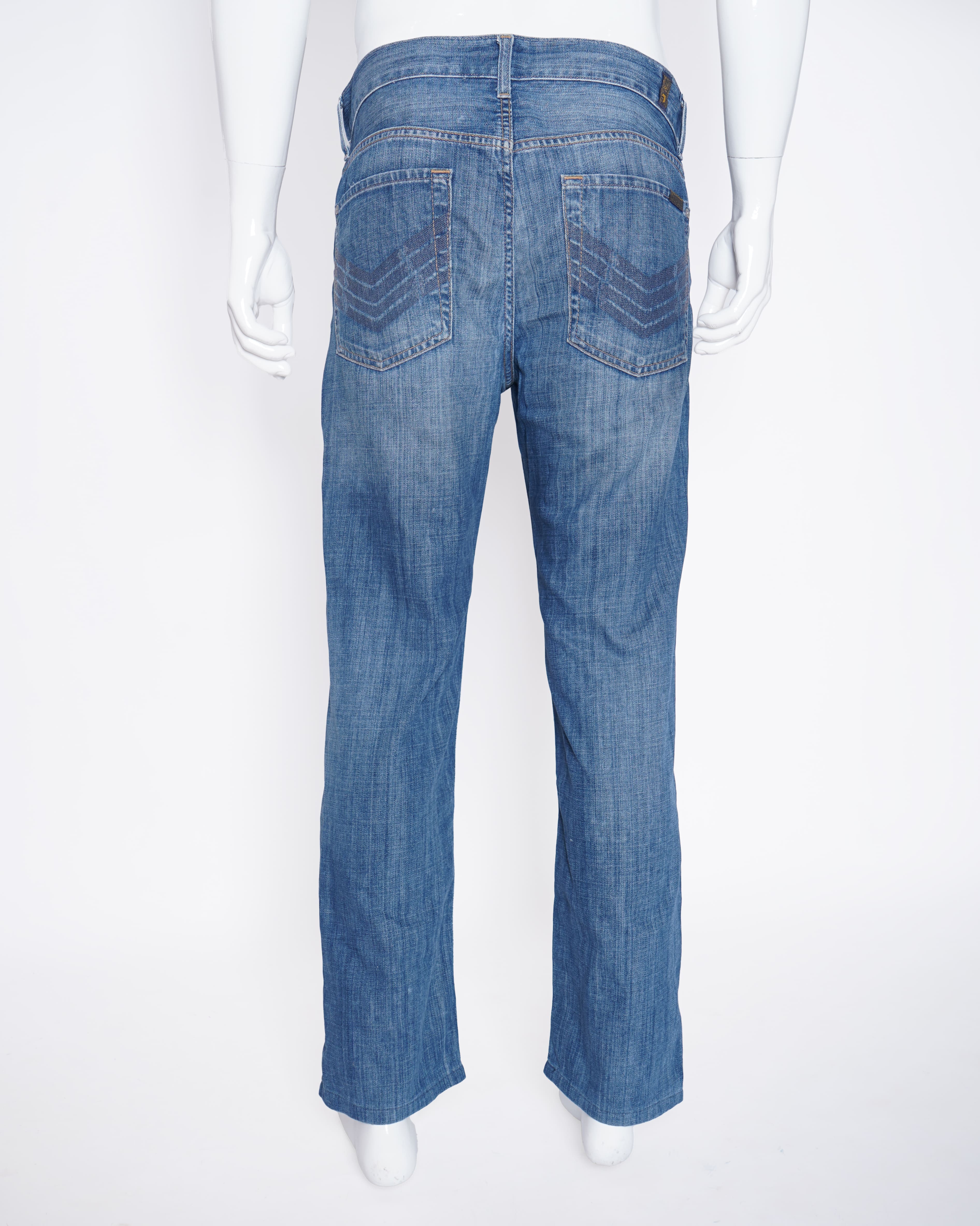 7 for all mankind blue faded men's jeans