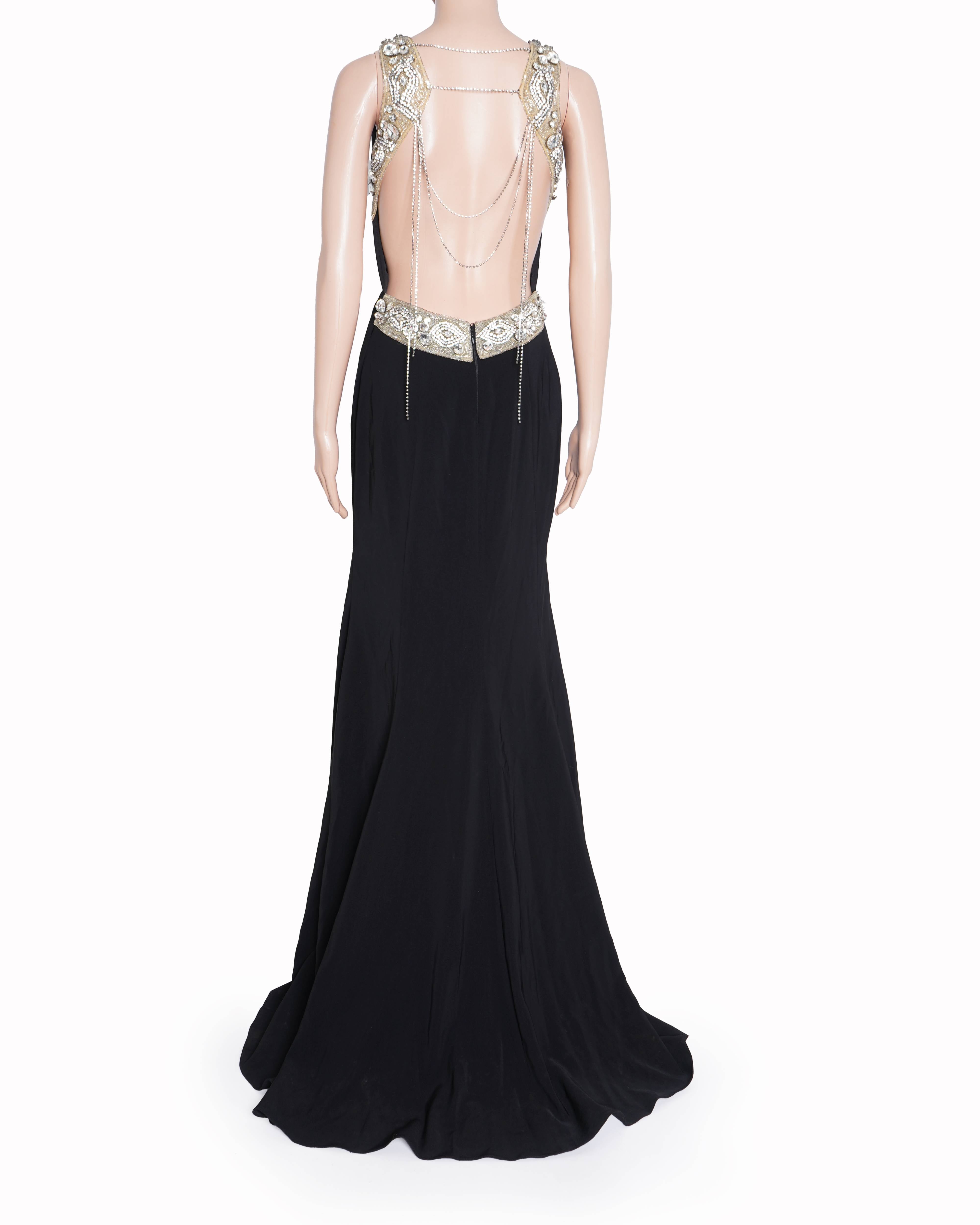Cherie D Black Embellished Gown In Black