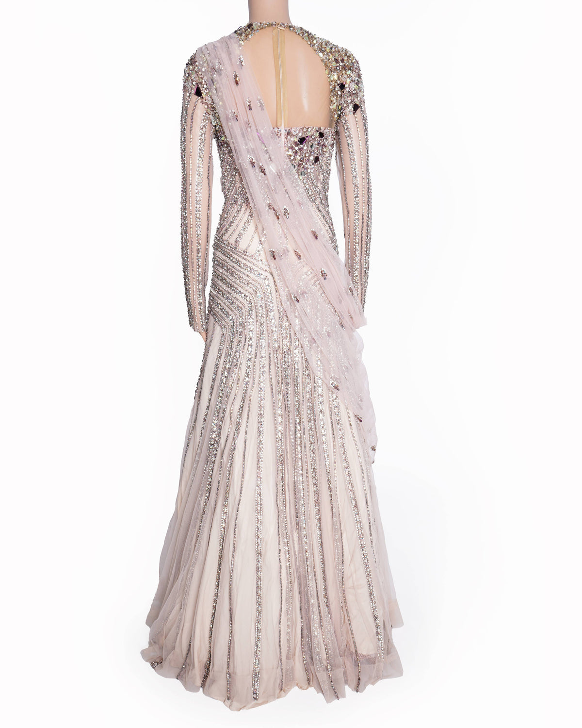Monisha Jaising Embellished Crystal Cocktail Gown
