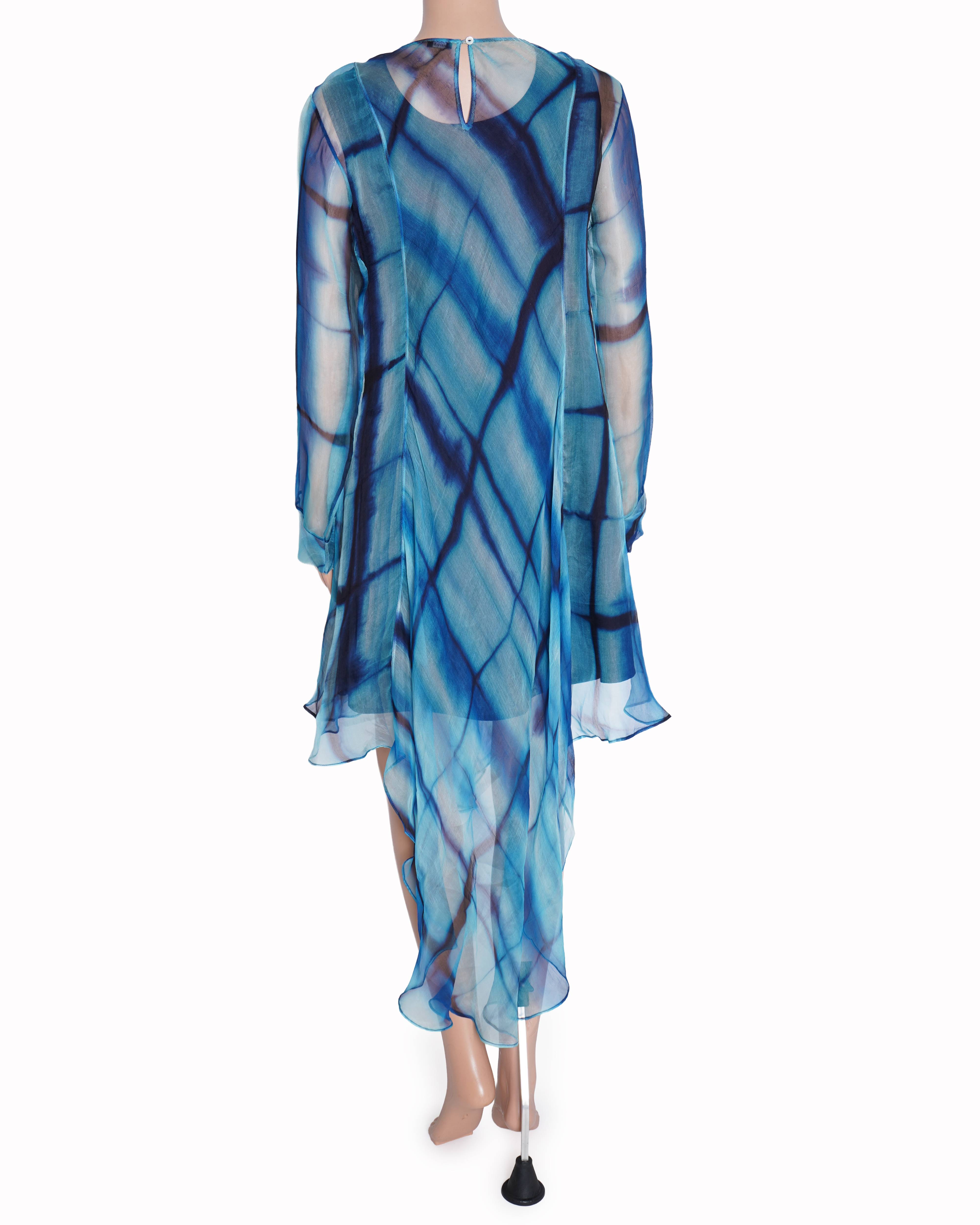 Amrich blue Handcrafted shibori patterning dress