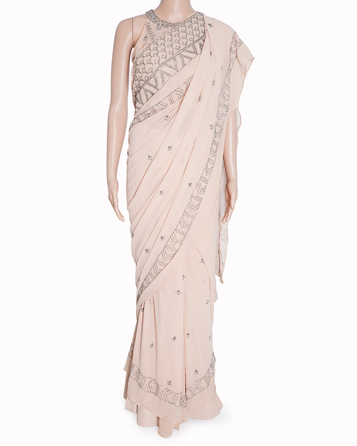 Jade by monica & karishma blush pink embroidered saree Set of 3