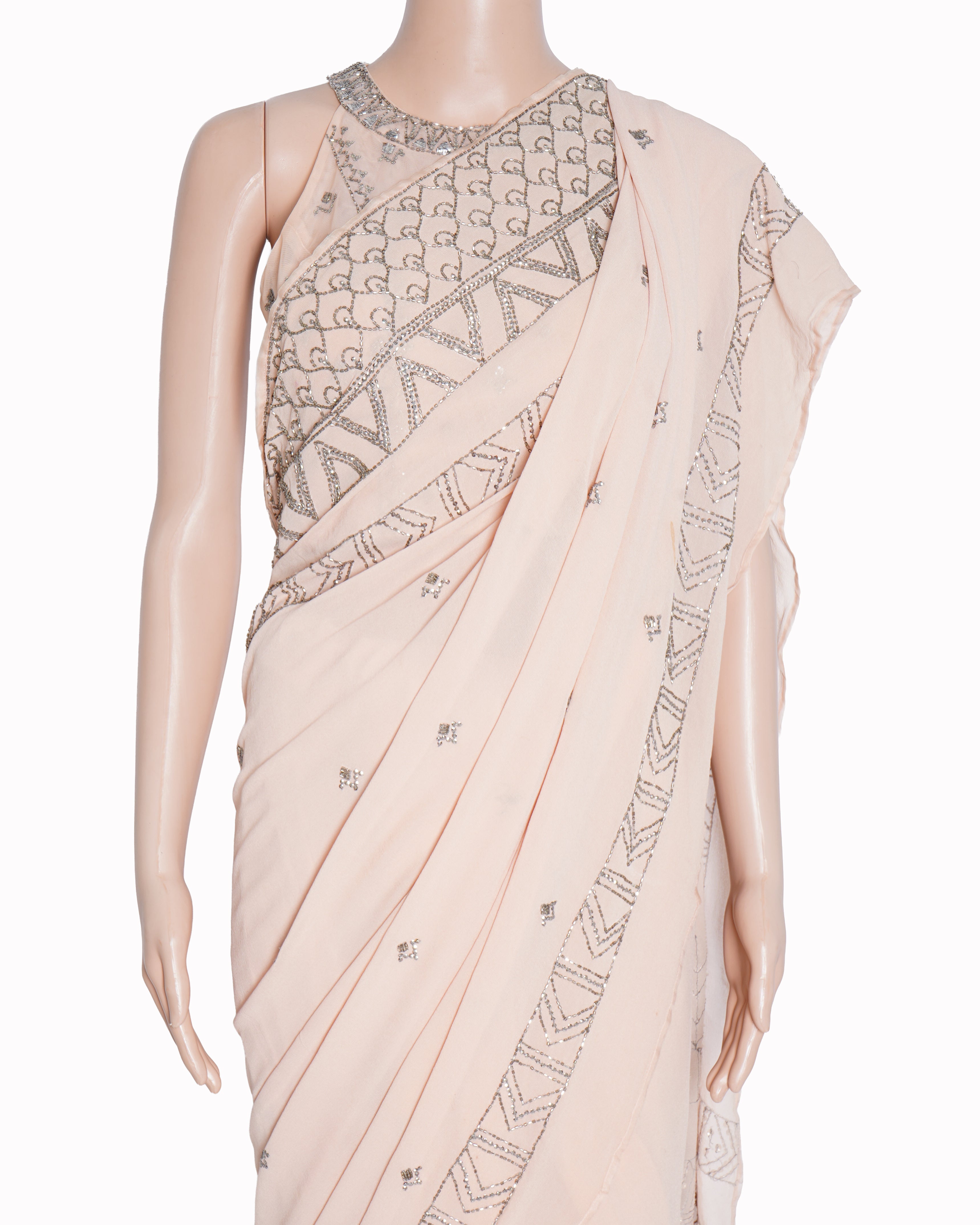 Jade by monica & karishma blush pink embroidered saree Set of 3