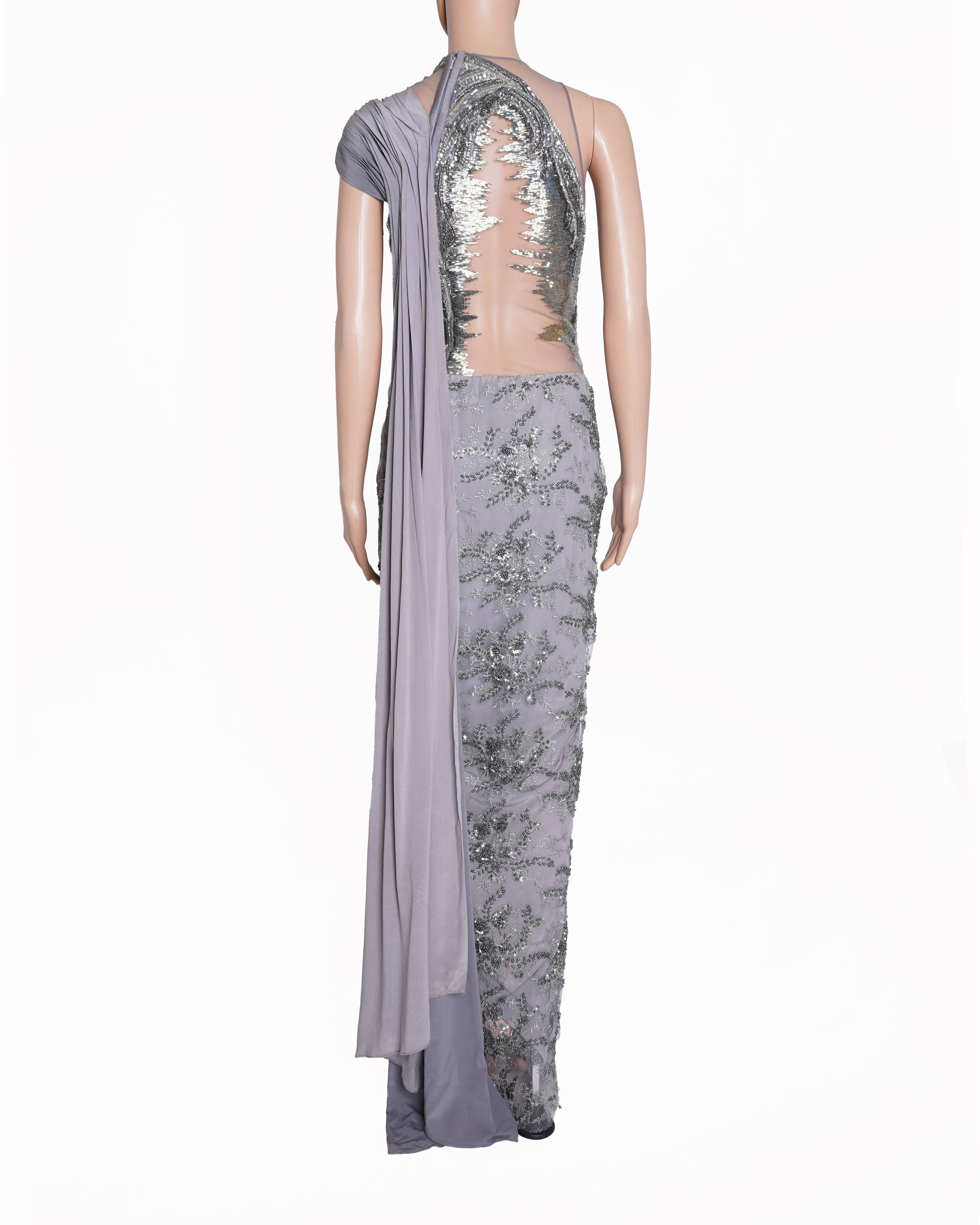 Gaurav Gupta Sequin Grey Saree Gown
