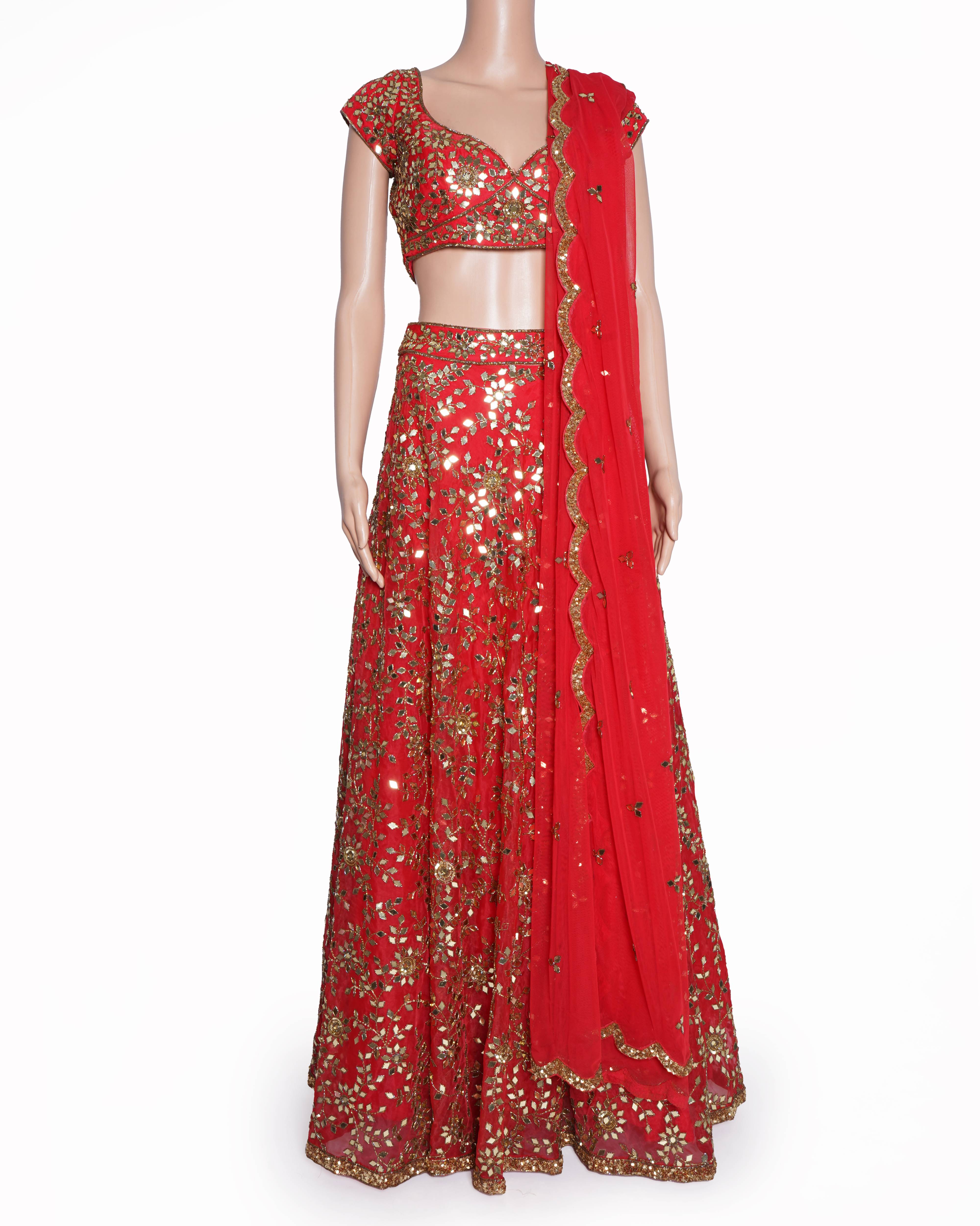 Seema khan mirror work lehenga set of 3