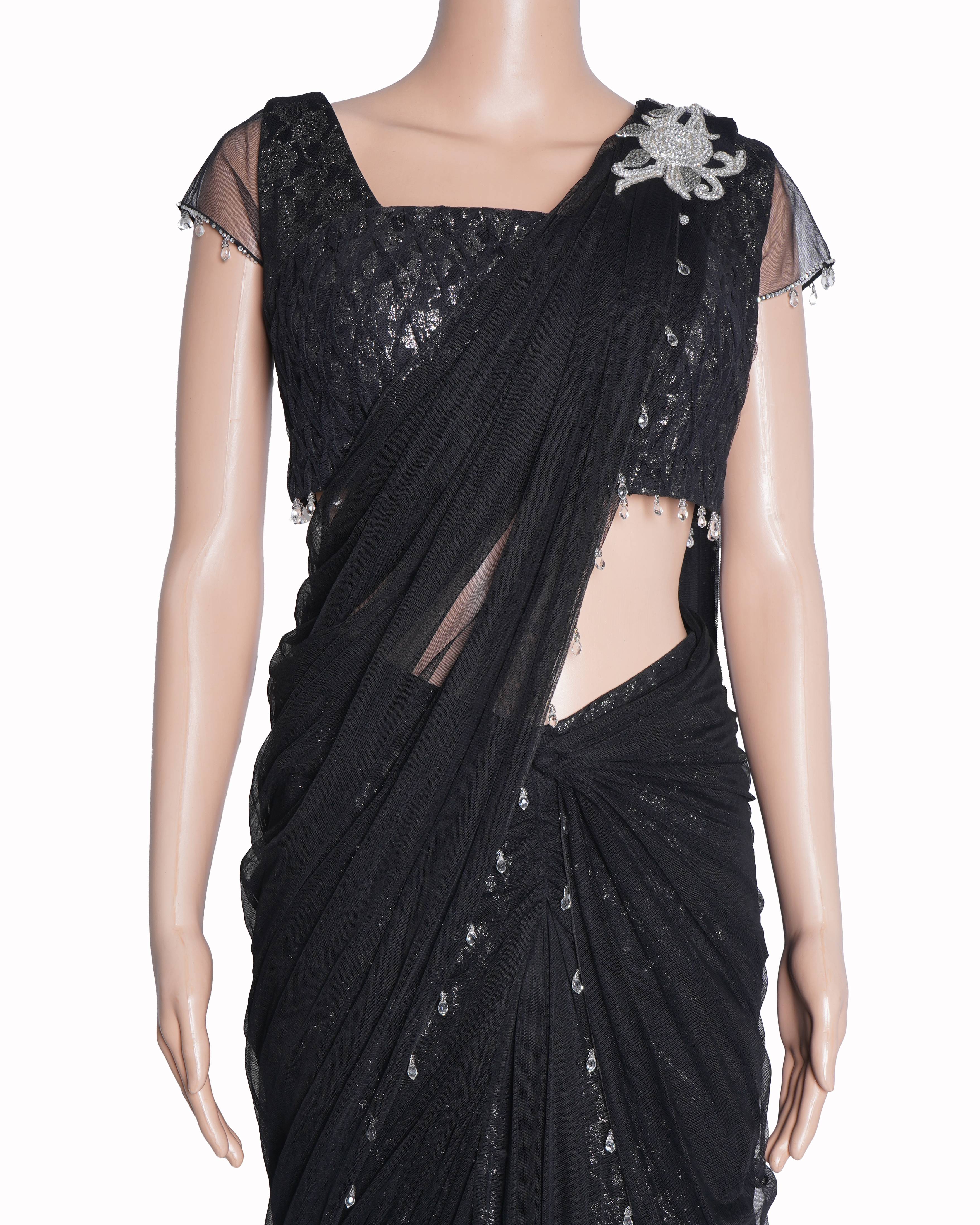Anjalee and Arjun kapoor draped saree with blouse in black