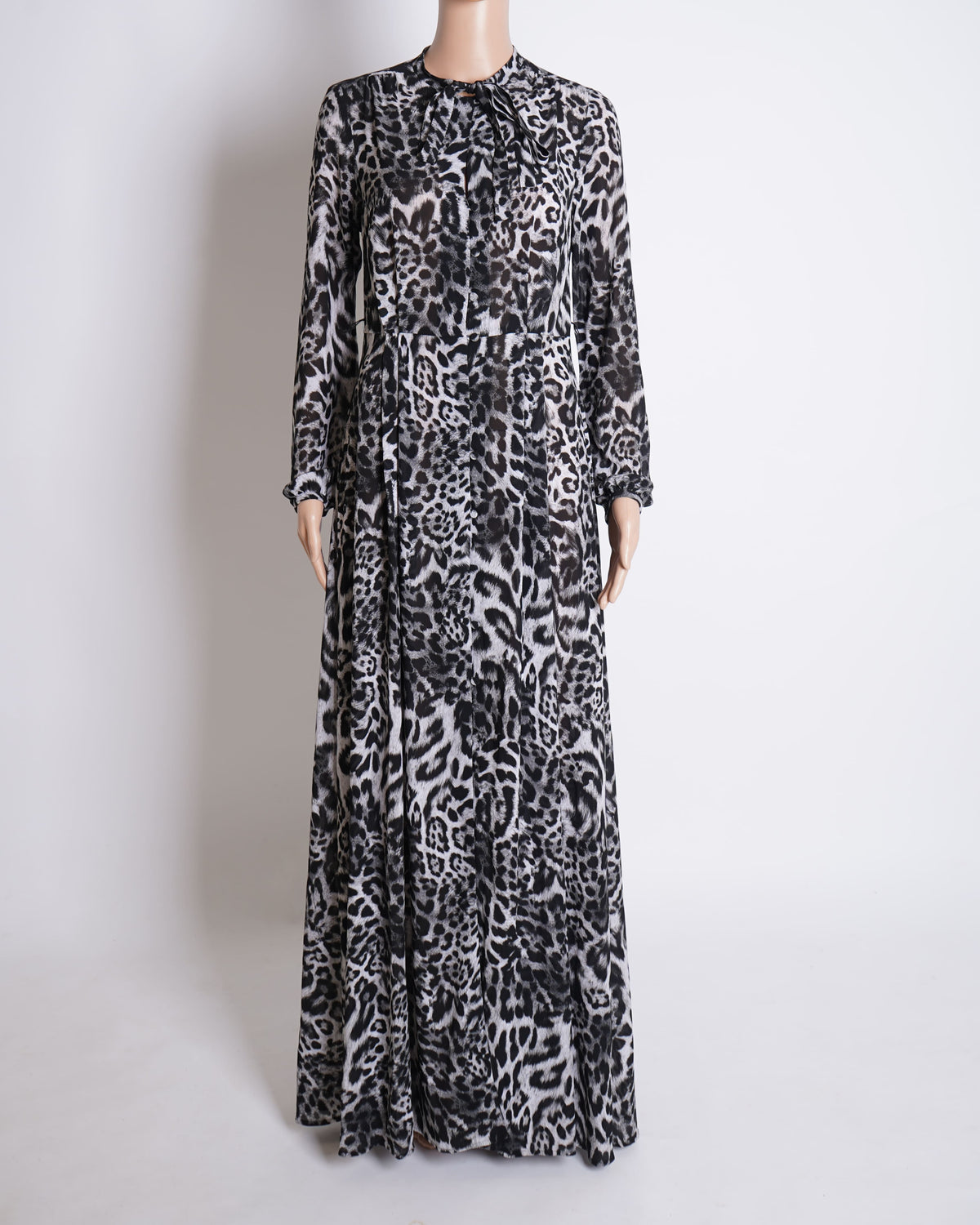 Michael Kors Printed Long Dress In Black & White