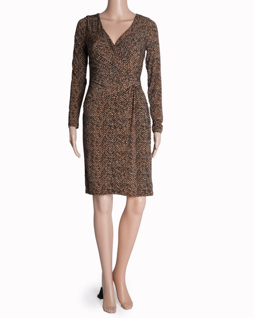 Lauren By Ralph Lauren Snake Skin Print V-Neck Dress