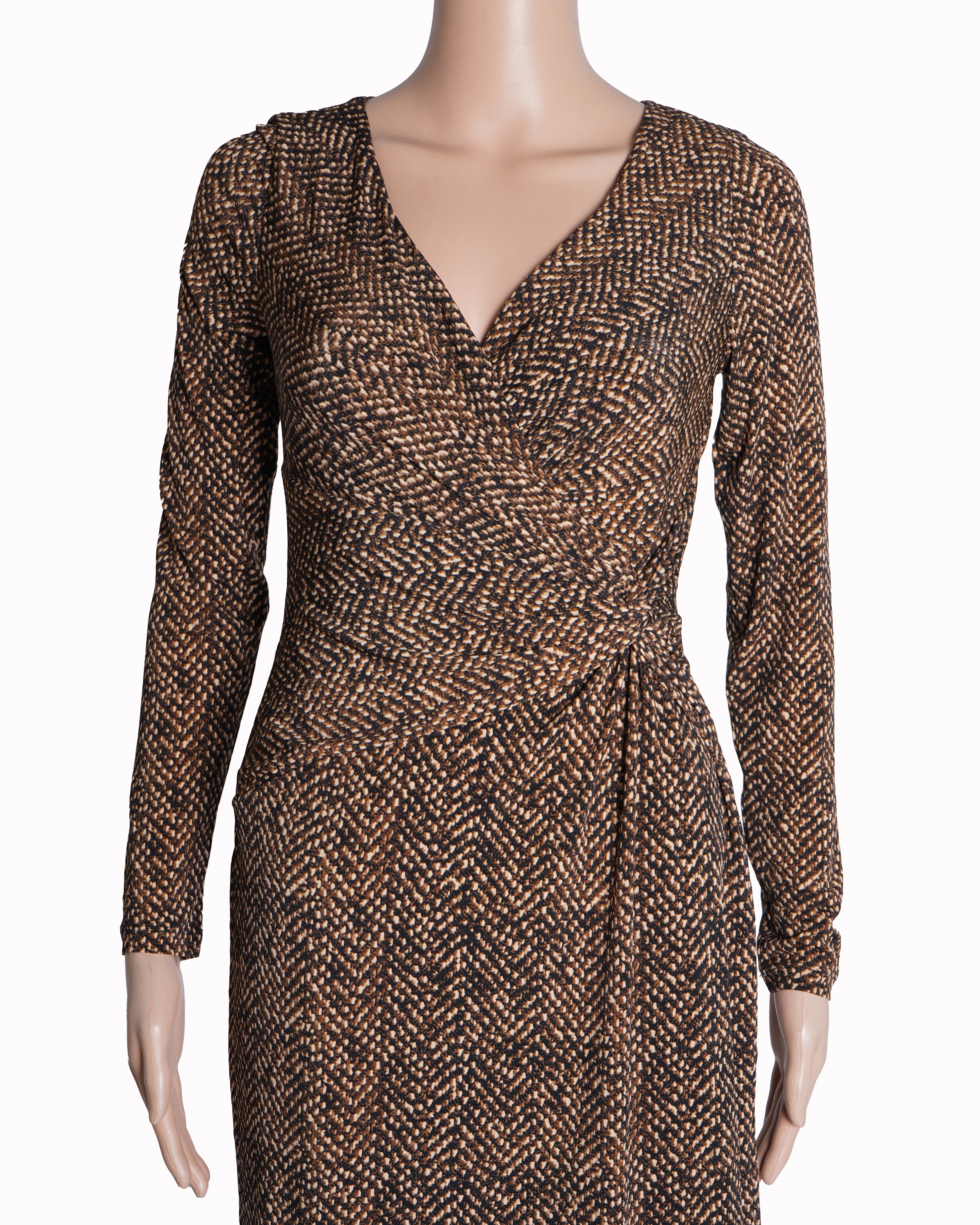 Lauren By Ralph Lauren Snake Skin Print V-Neck Dress