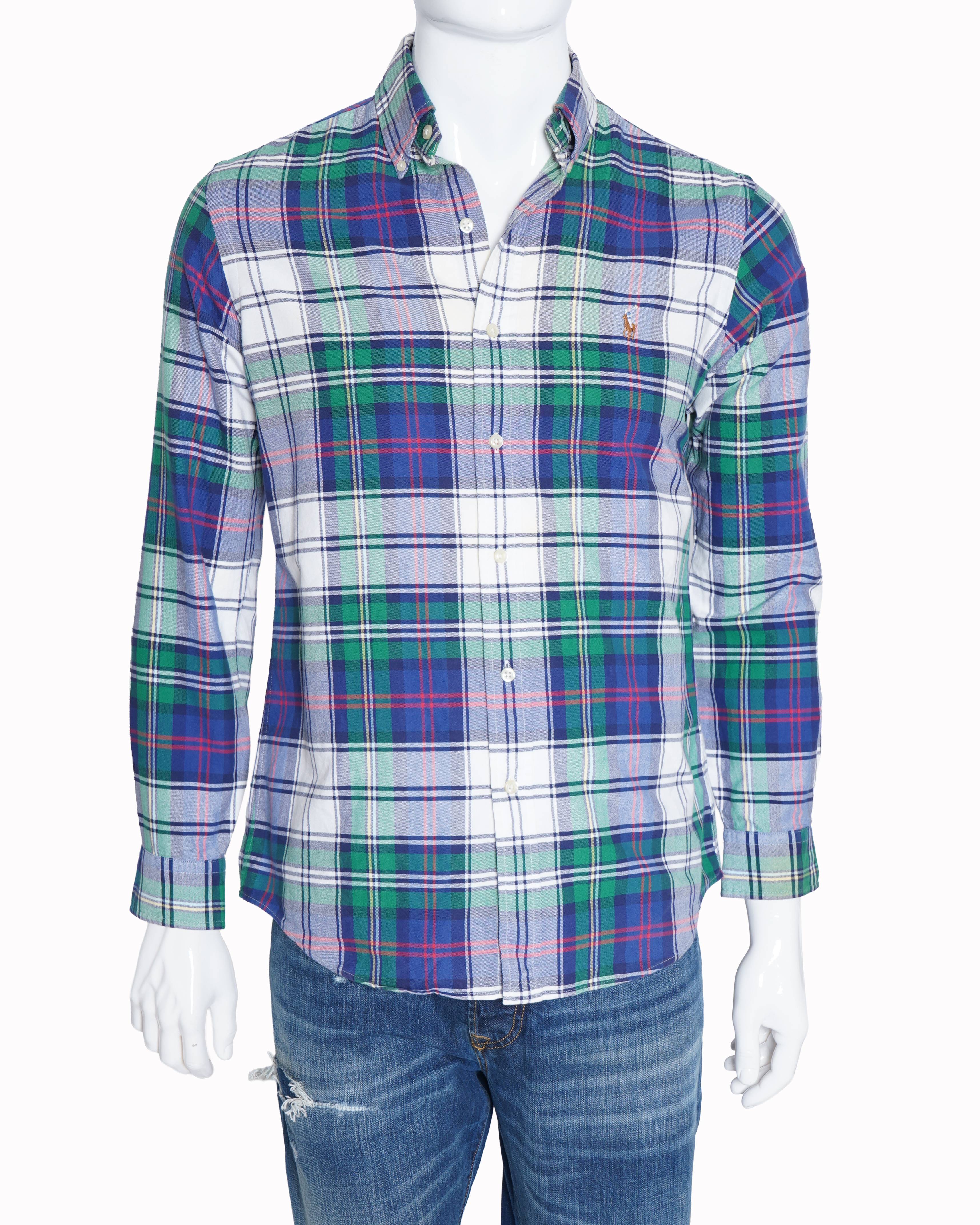 Ralph Lauren Green and Blue Striped Shirt