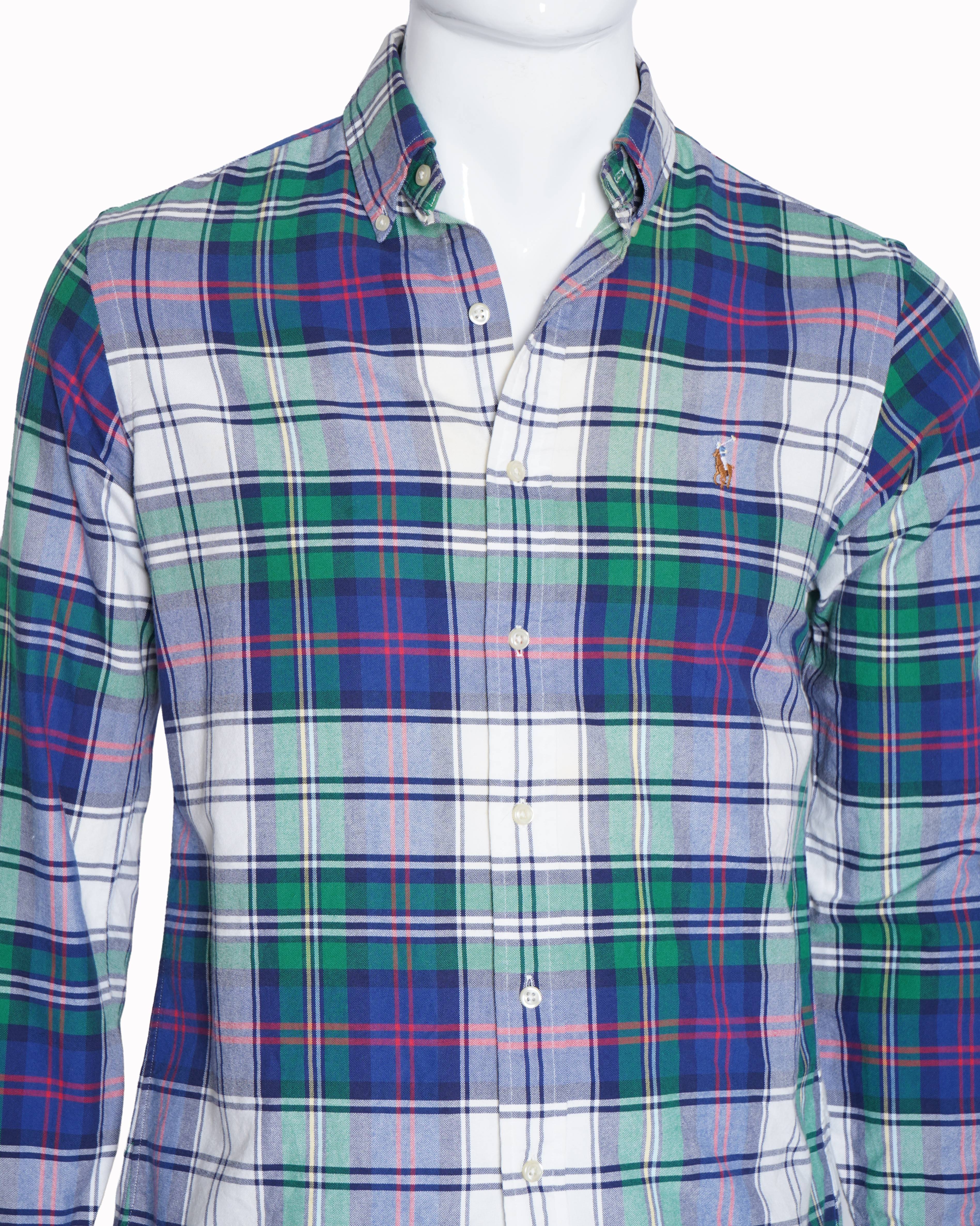 Ralph Lauren Green and Blue Striped Shirt