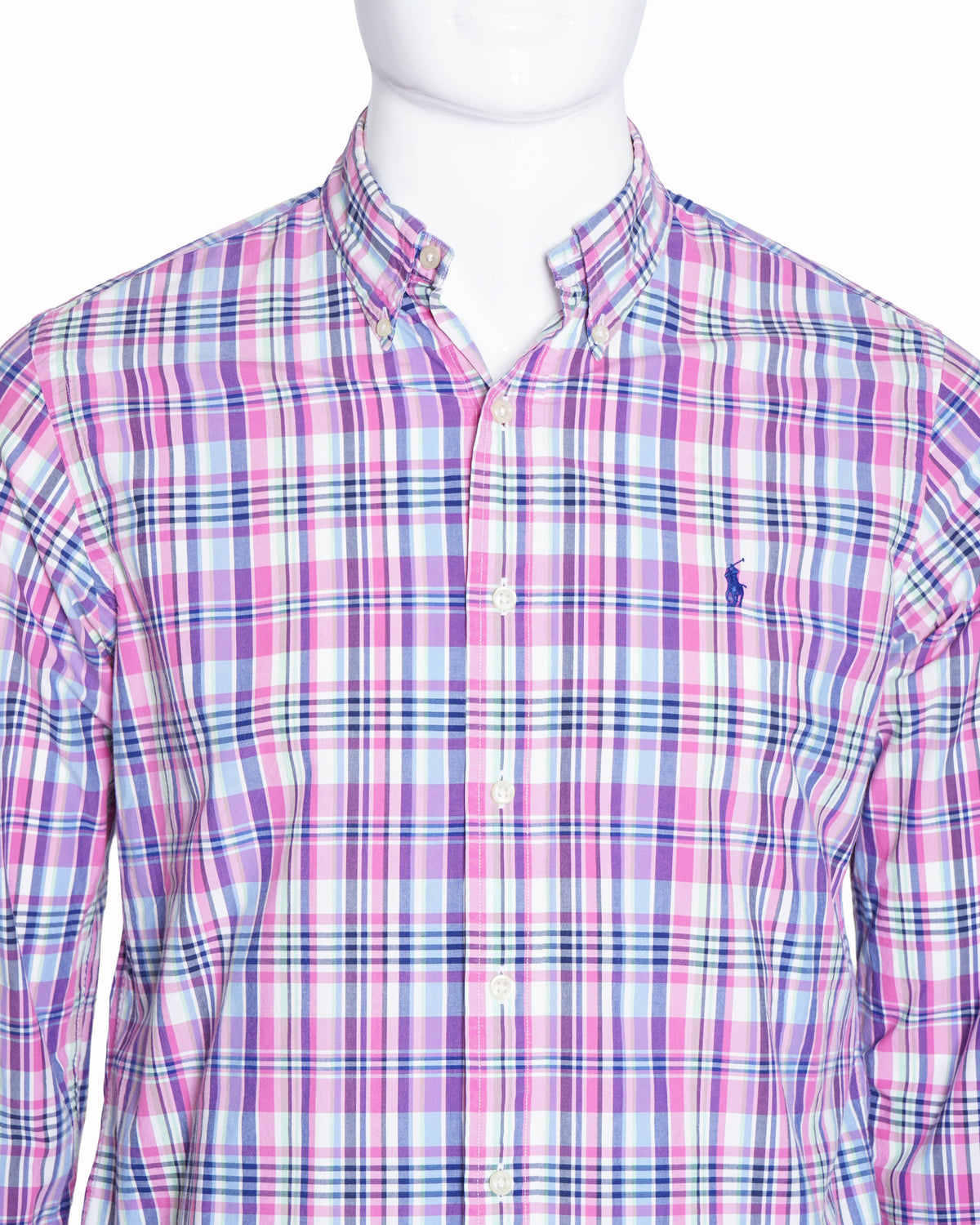 Ralph Lauren Pink & Blue Striped Full Sleeve Men’s Shirt