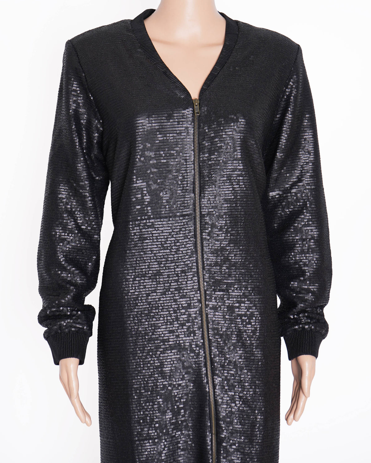 New AK-OK by Anamika Khanna Black Sequin Long Jacket Dress