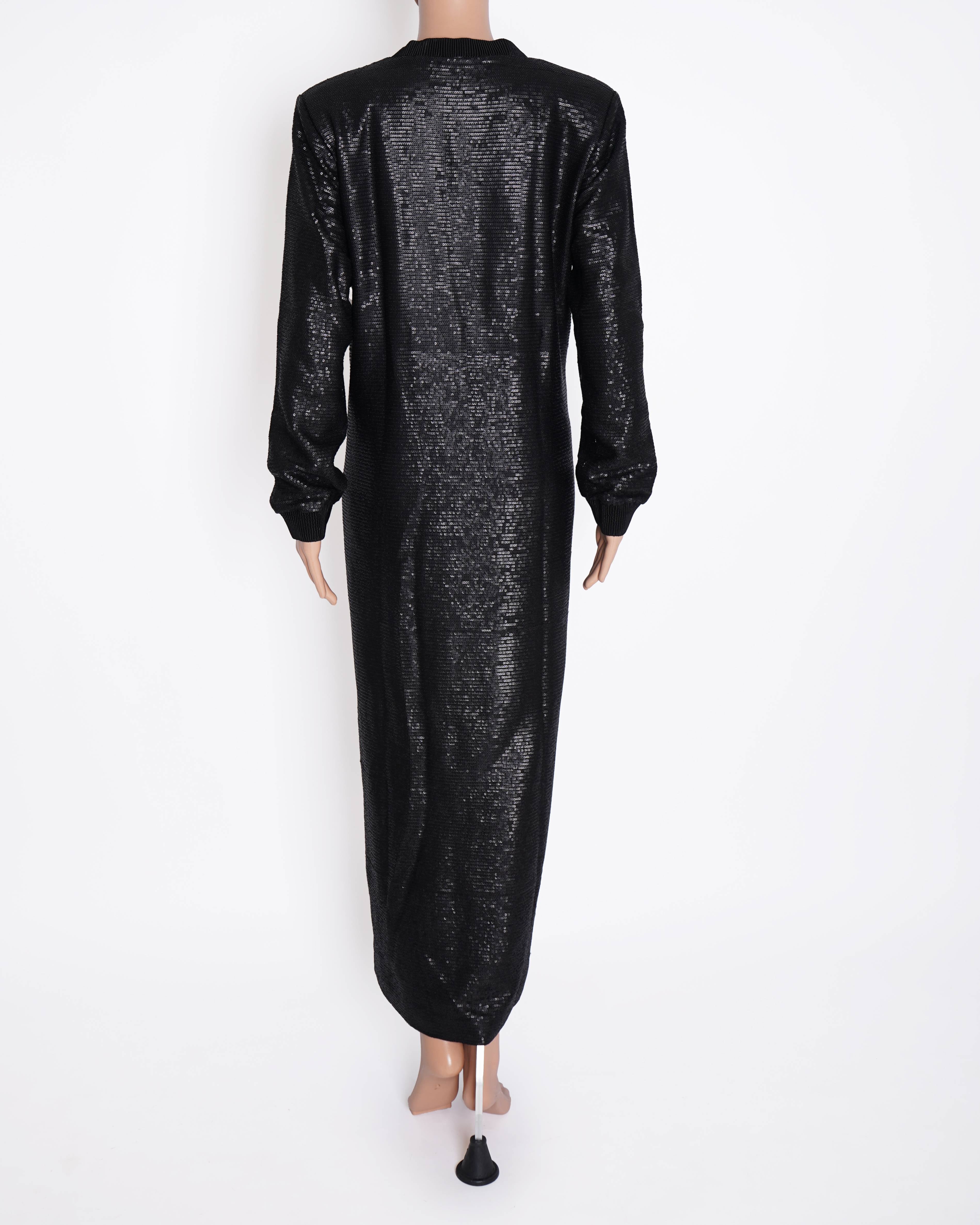 New AK-OK by Anamika Khanna Black Sequin Long Jacket Dress