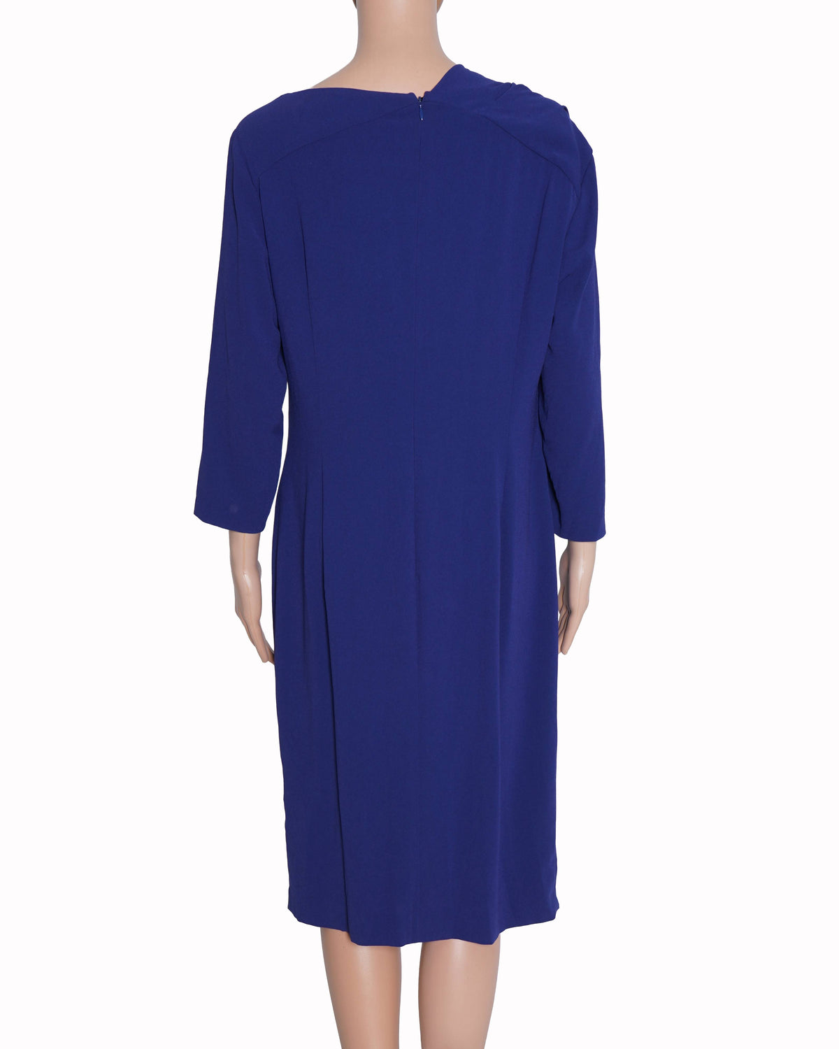 New Escada Cowl Neck Knee Length Dress In Blue