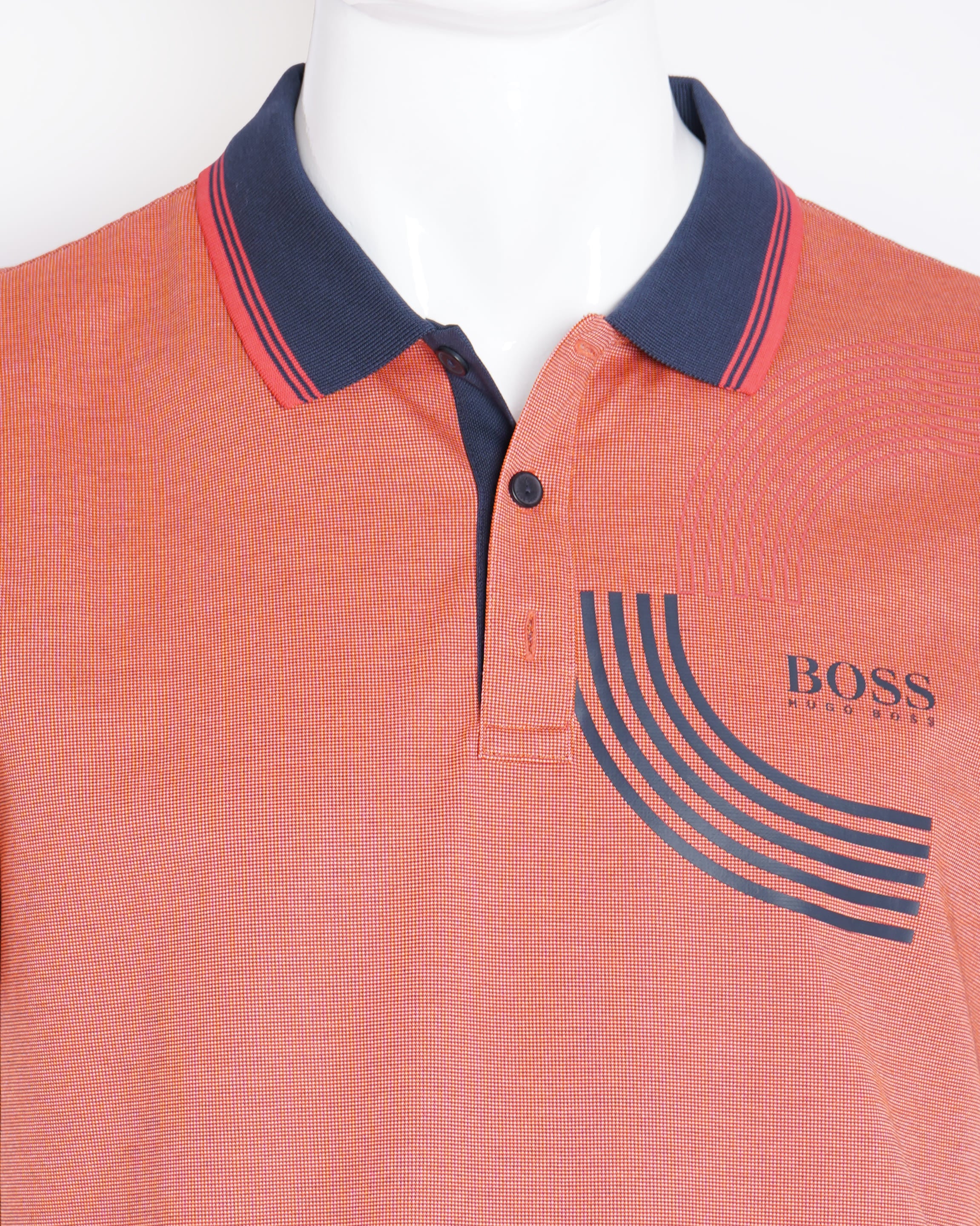 Boss peach and black mens polo tshirt