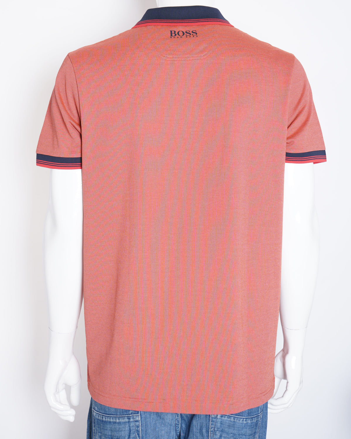 Boss peach and black mens polo tshirt