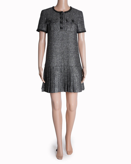 Self-Portrait Metallic Bouclé Mini Dress in Black