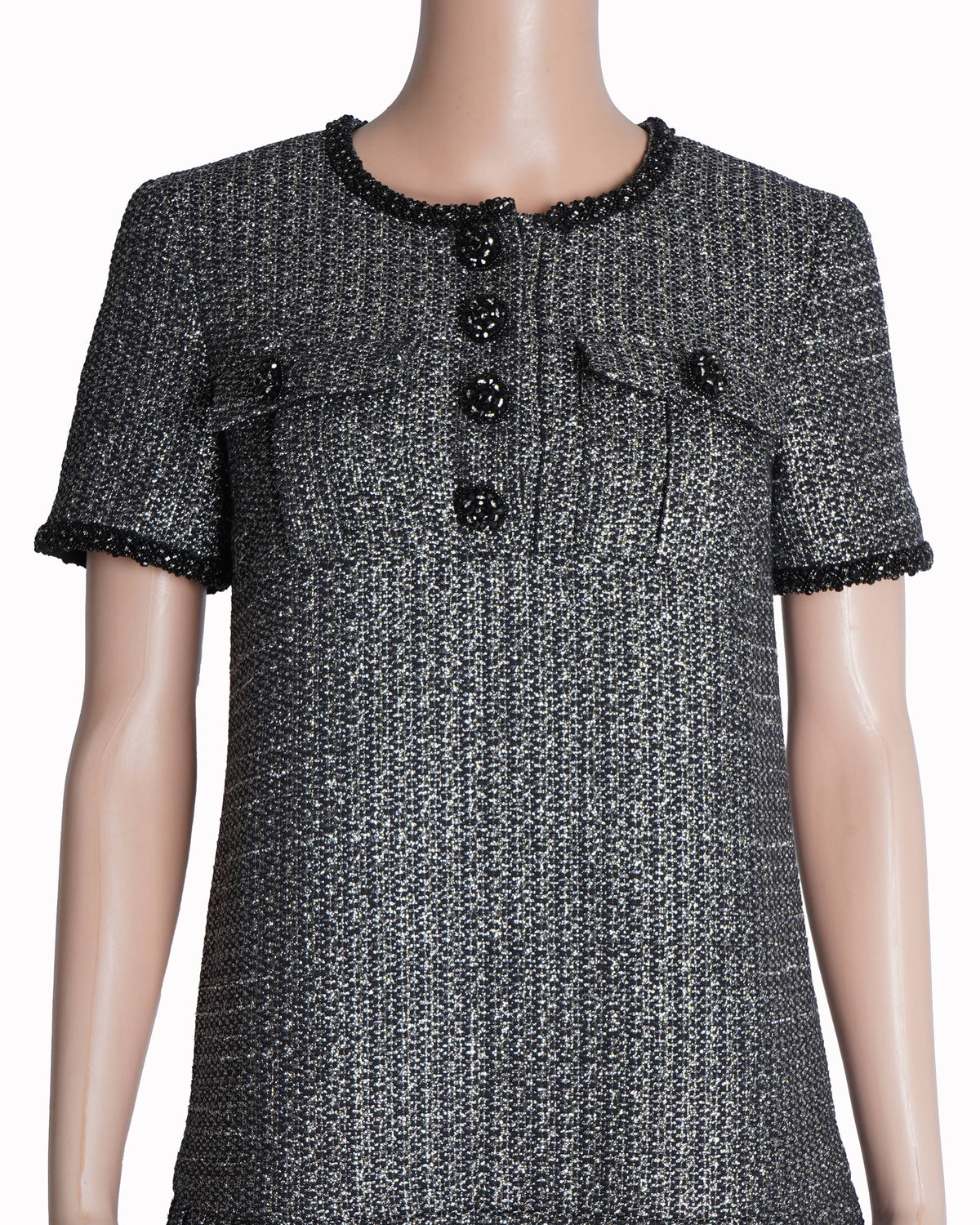 Self-Portrait Metallic Bouclé Mini Dress in Black