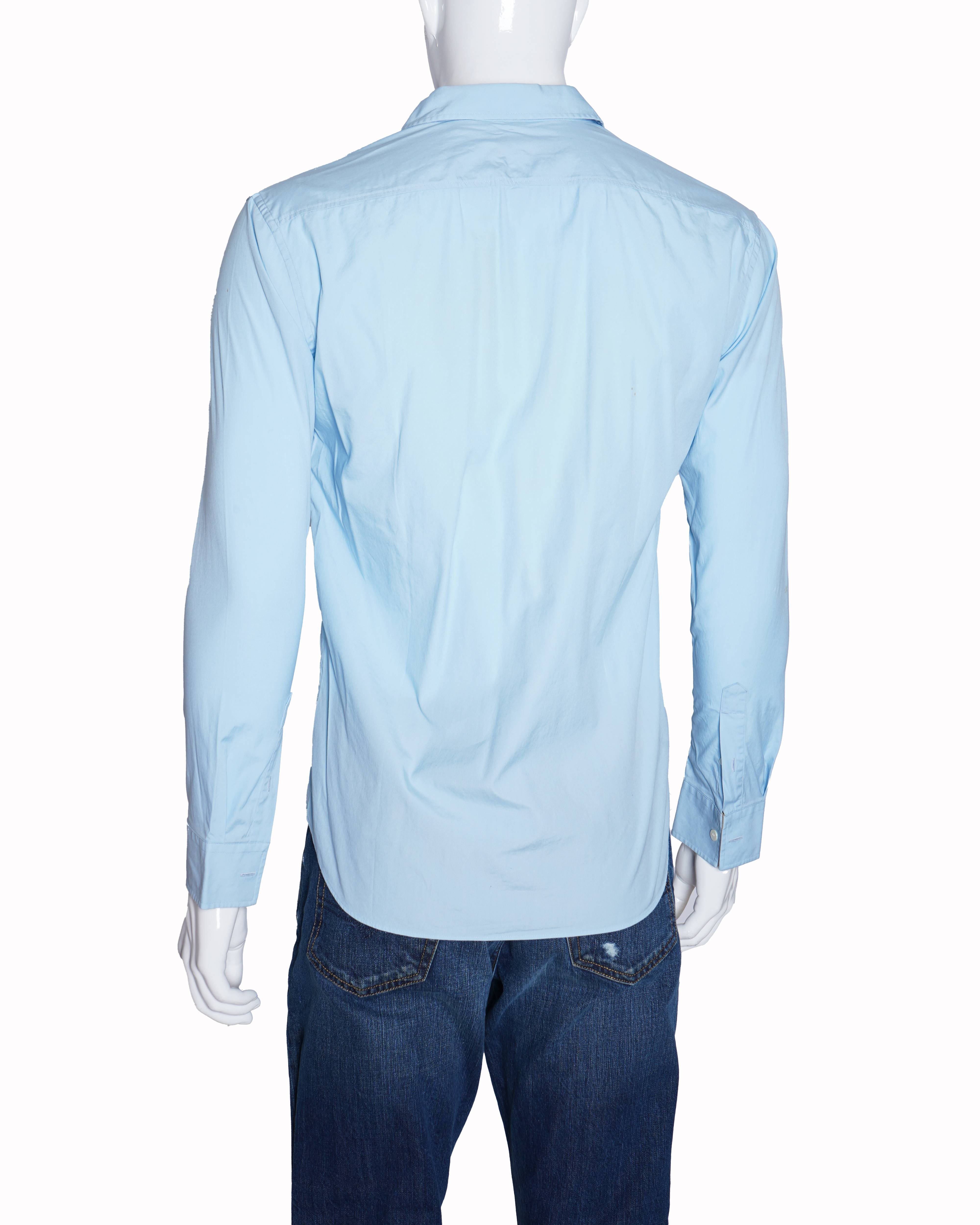 Burberry Brit メンズシャツ 水色 S Burberry Men's Light Blue Cotton Long Sleeve Button-Down Shirt