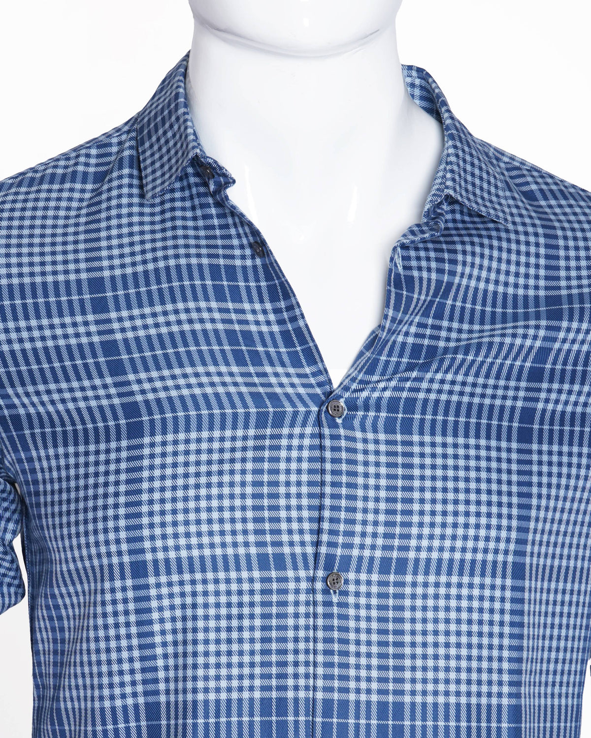 Burberry blue and white checkered long sleeve button down shirt