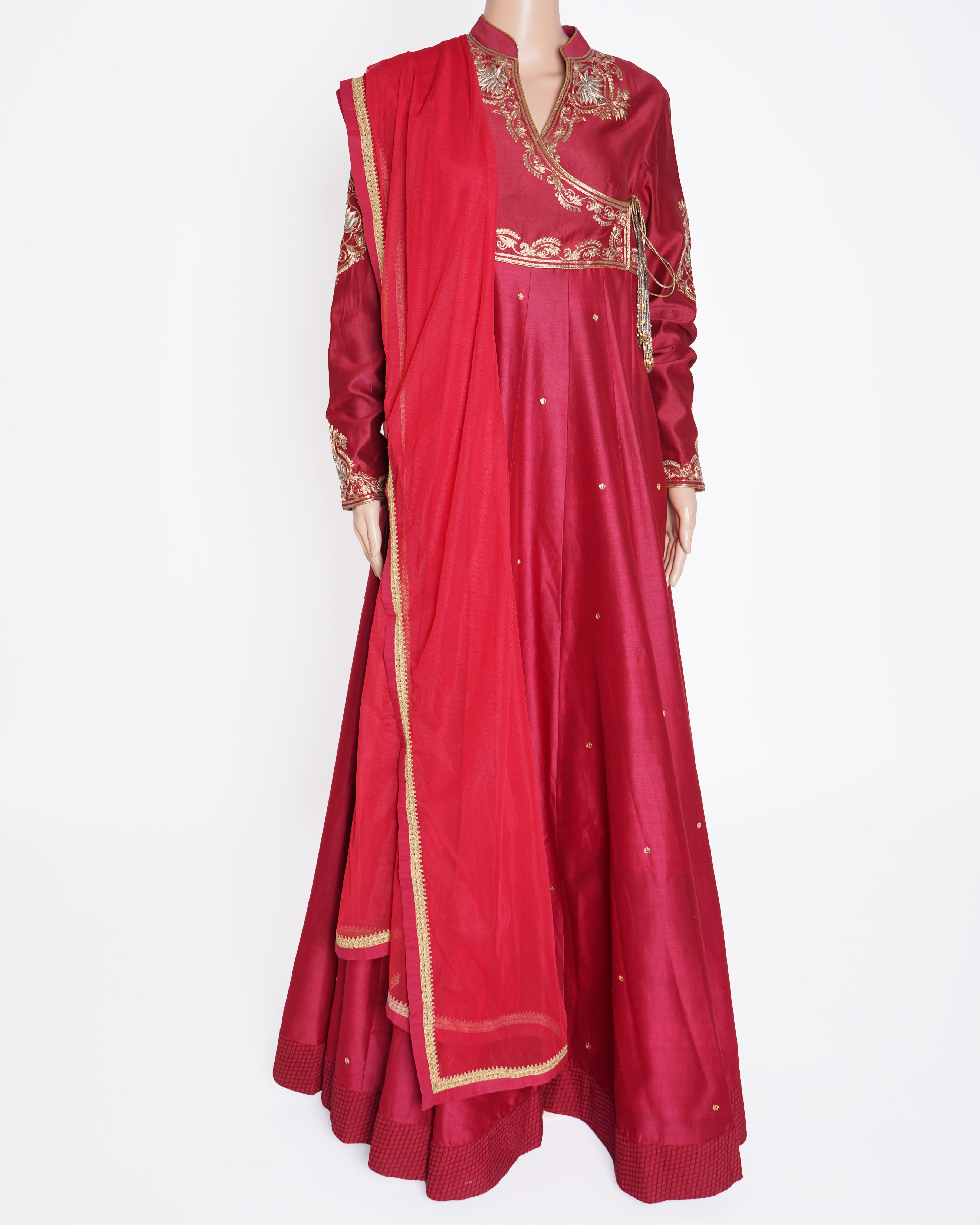 New Rohit bal red and gold Anarkali set of 2