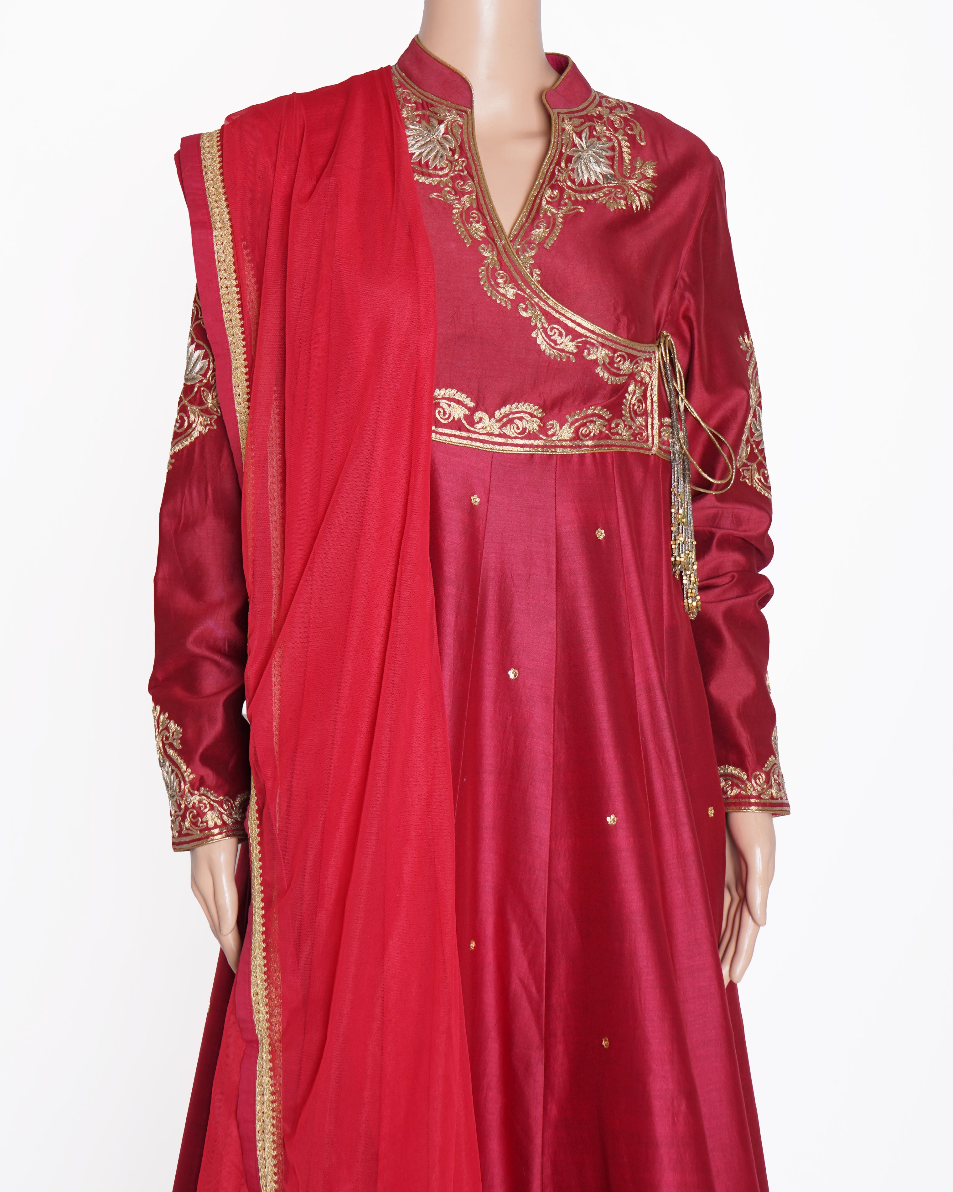 New Rohit bal red and gold Anarkali set of 2