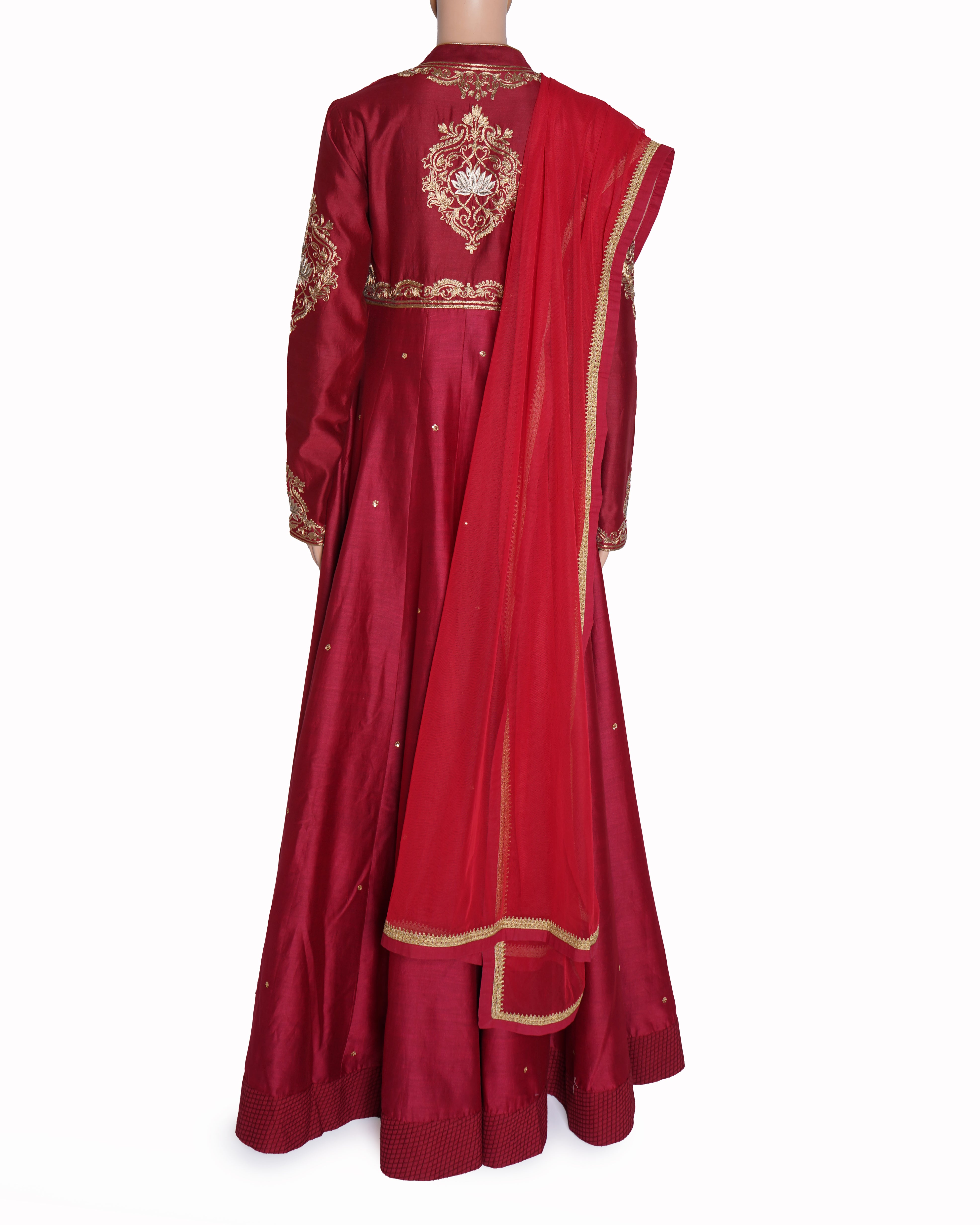 New Rohit bal red and gold Anarkali set of 2