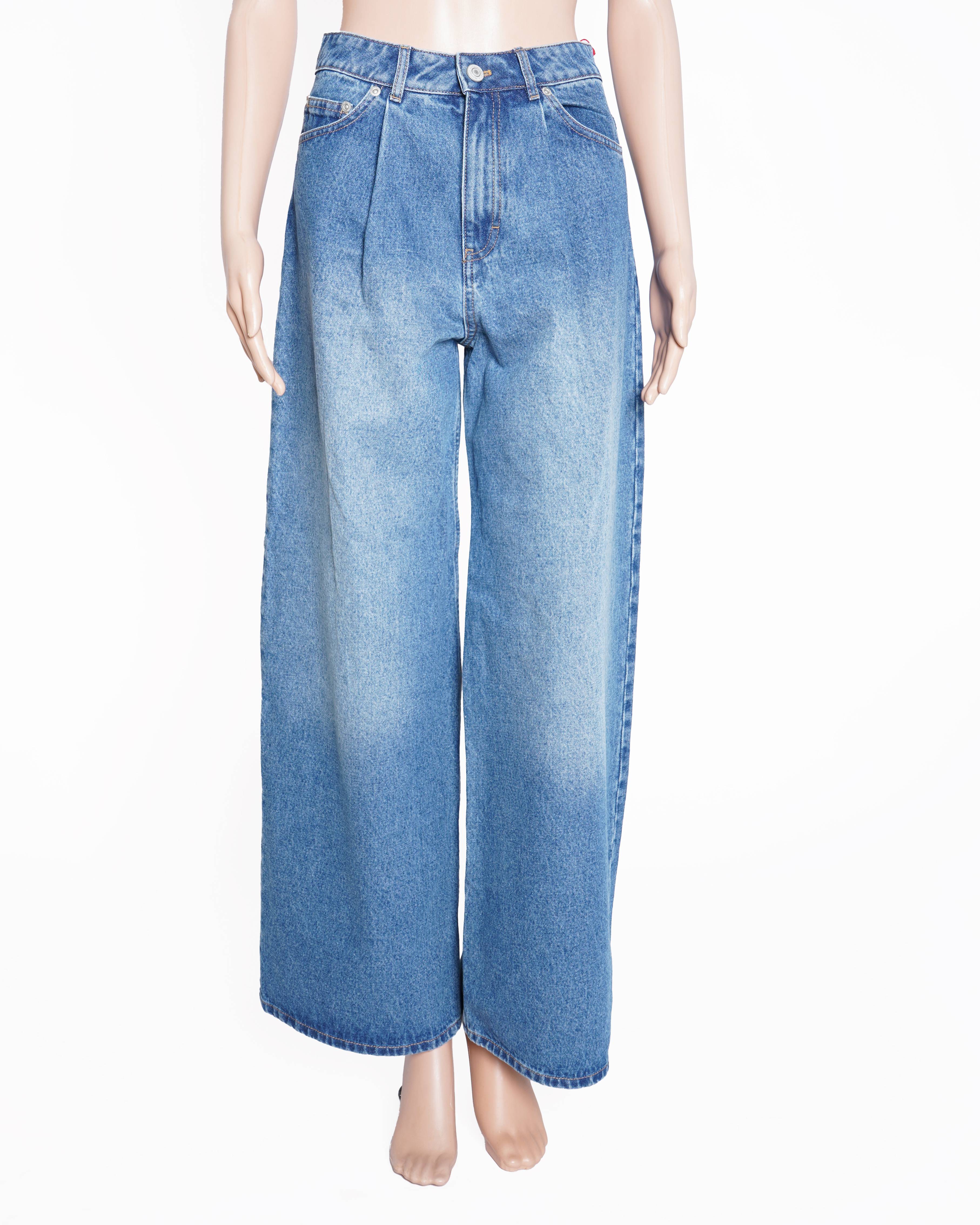 Magda Butrym x H&M Womens Wide Leg Pleated Denim Jeans