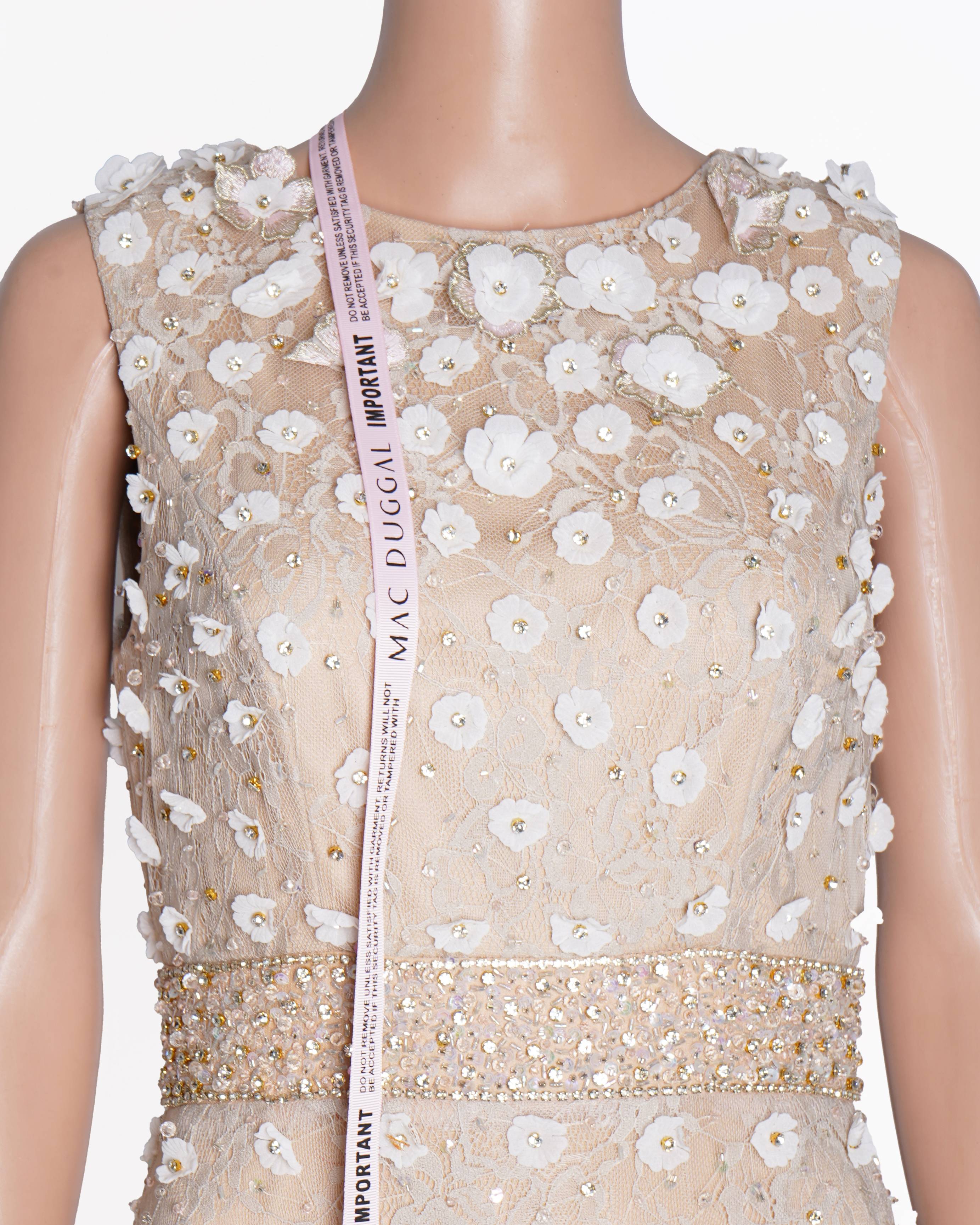 New Mac Duggal Floral Applique Sleeveless Midi Dress