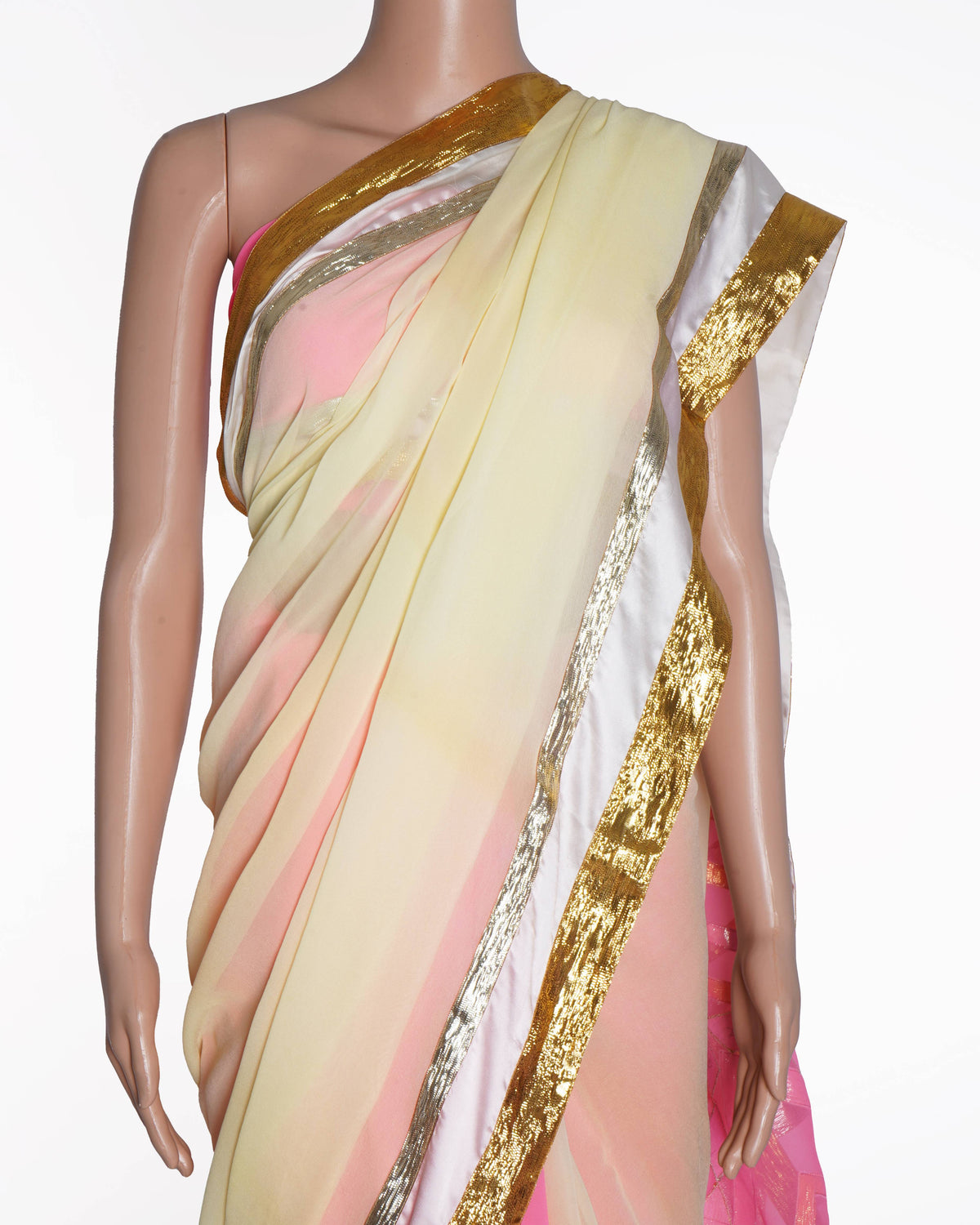 New Asal by abu jani pink saree with unstitched blouse