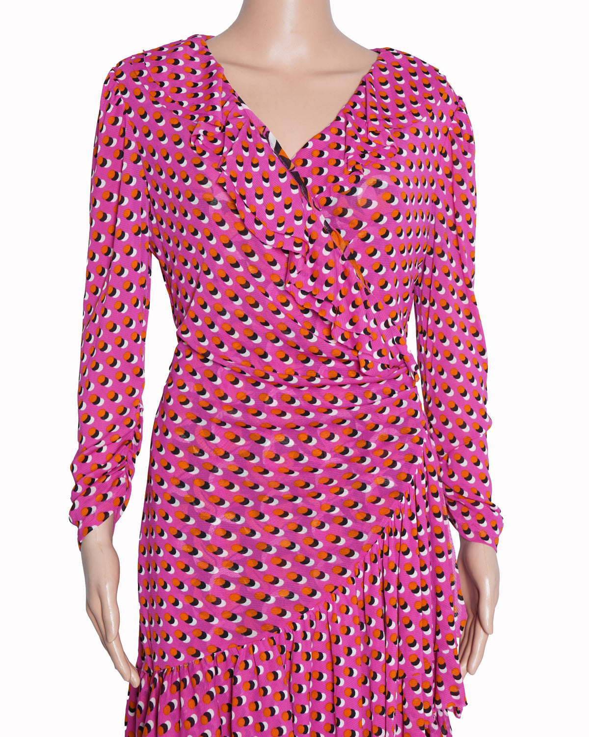 Diane Von Furstenberg pink printed wrap-up V-neck dress
