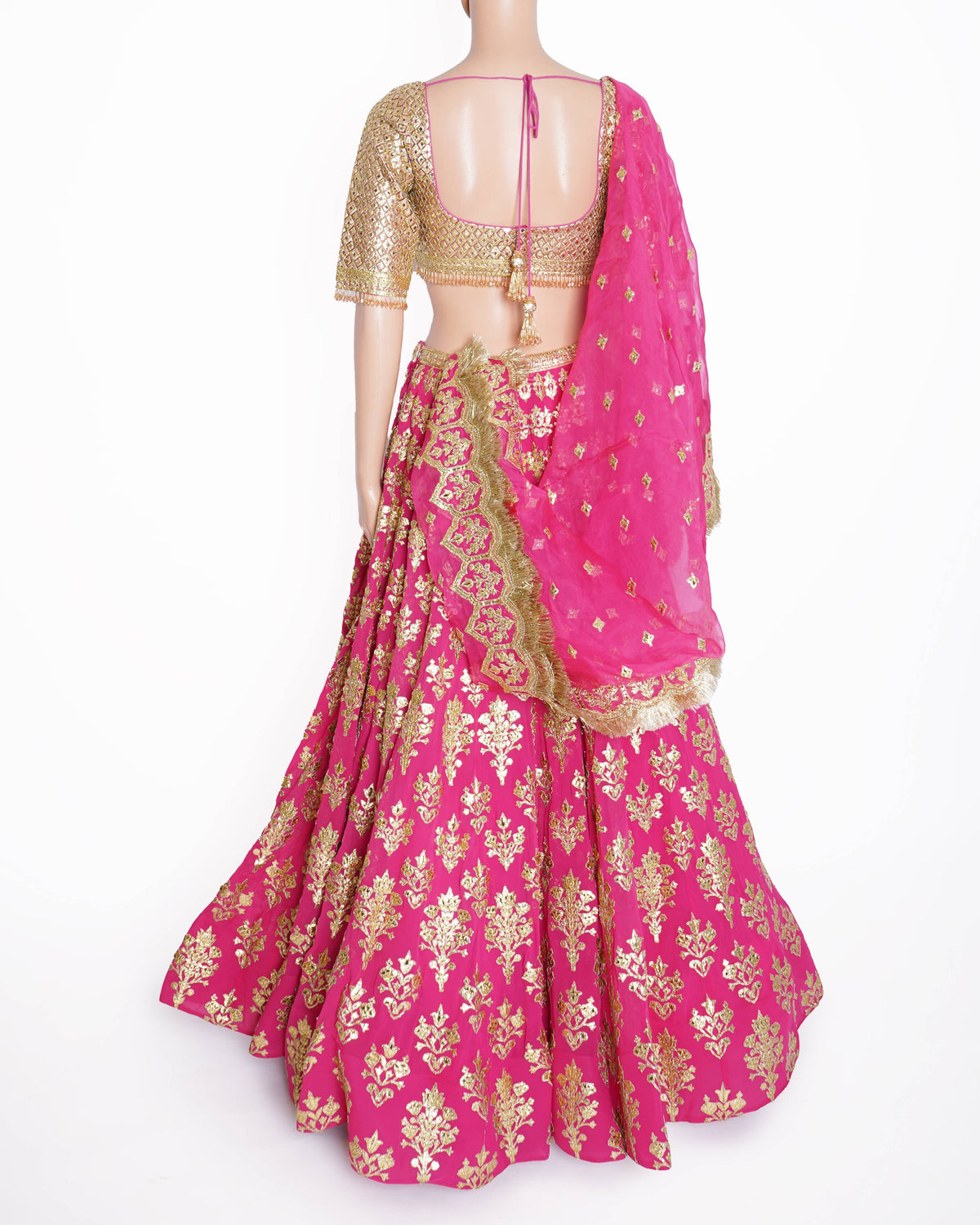 Falguni Shane & Peacock Hot Pink & Golden Lehenga Set