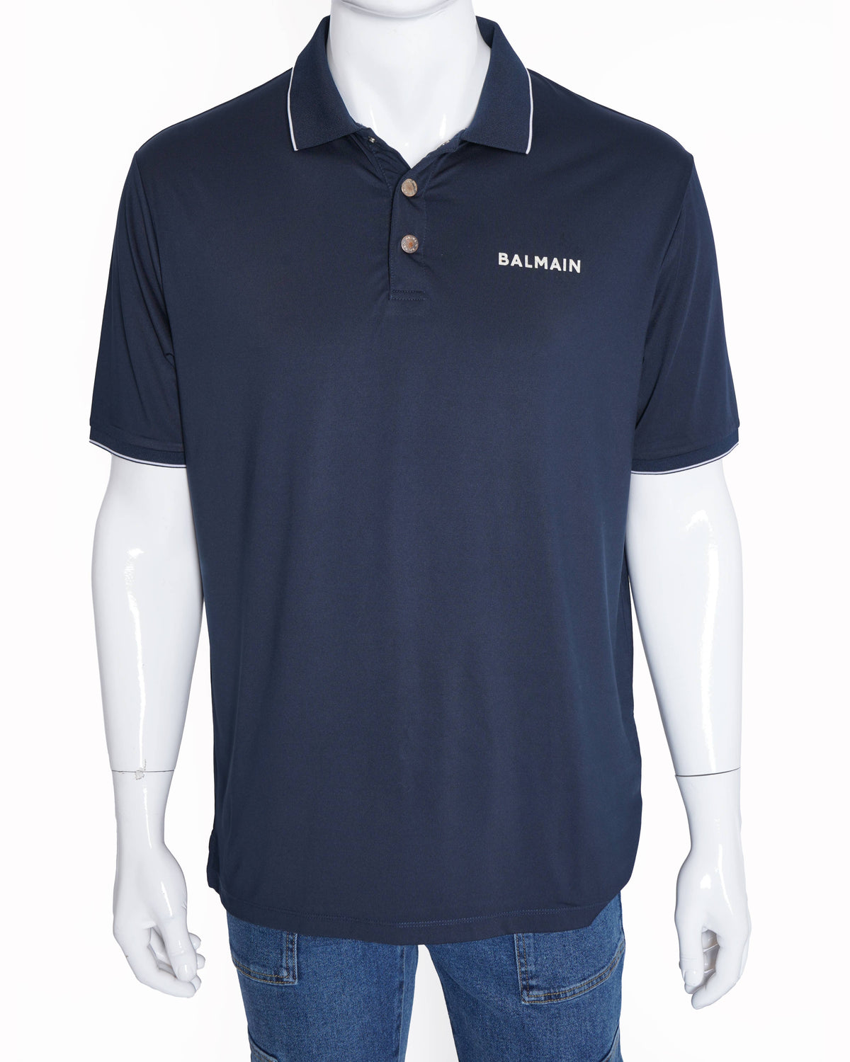 New Balmain Polo T-shirt in Navy Blue