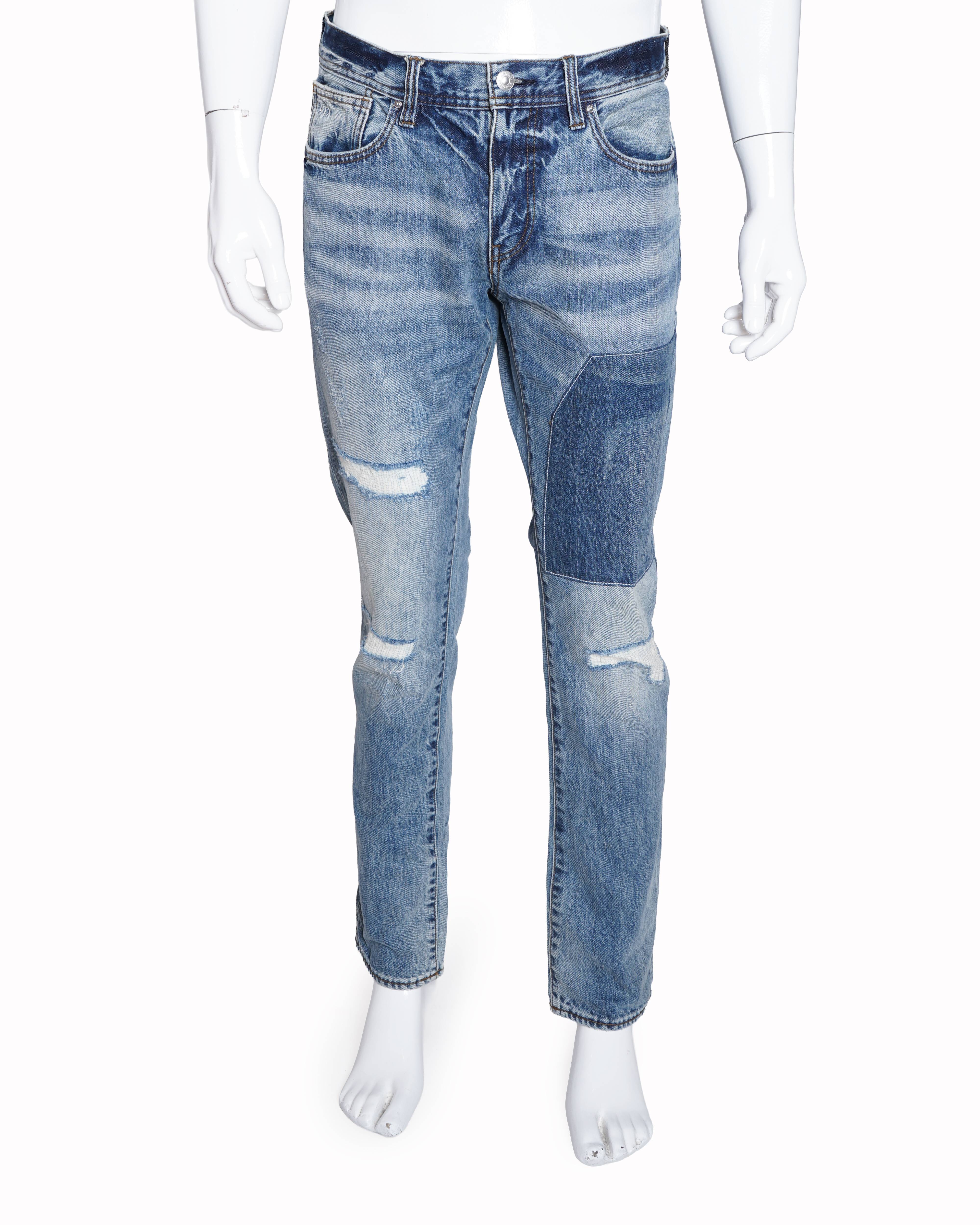 Armani exchange blue faded distressed denims