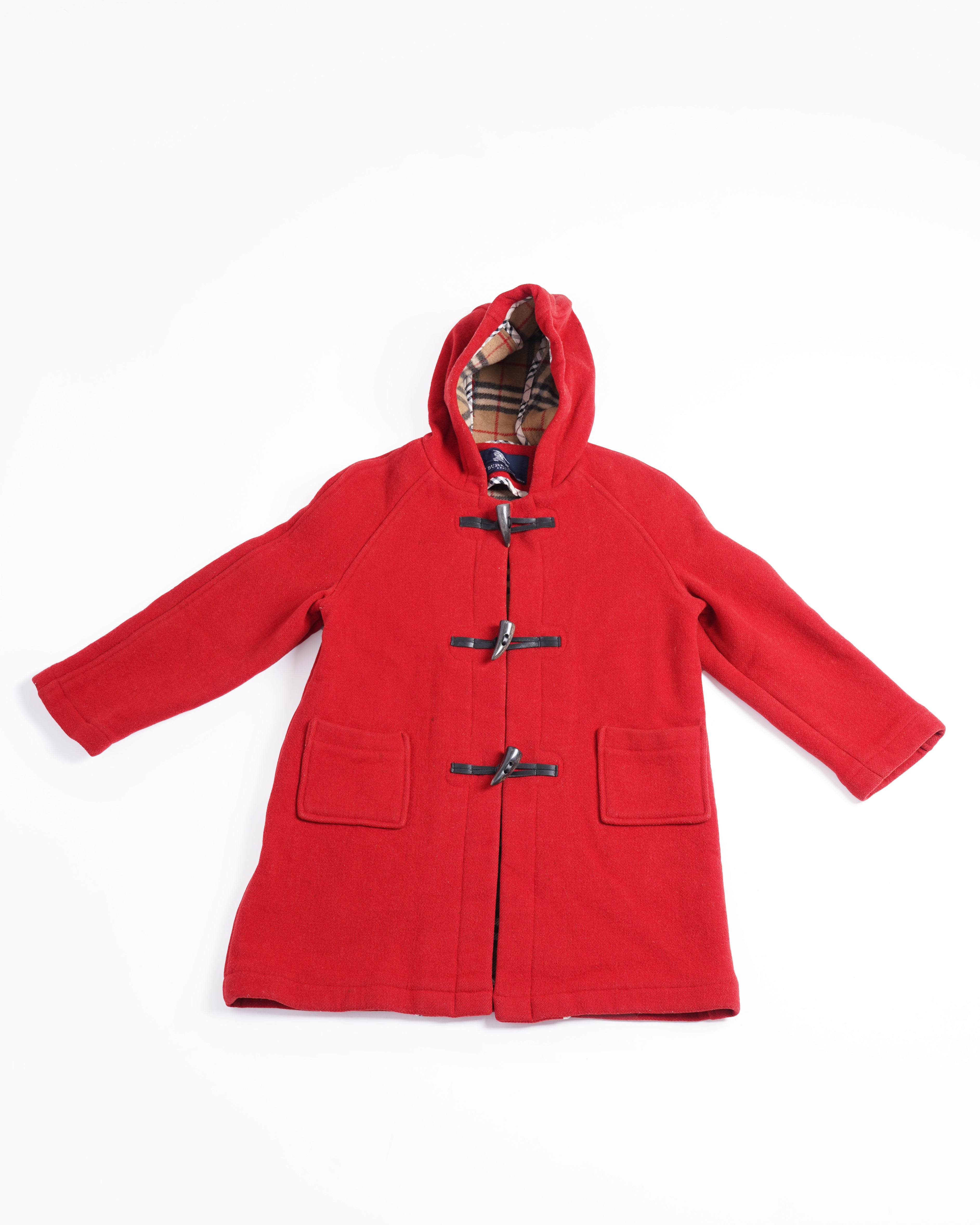 Burberry Baysbrooke Lined Nova Check Wool  Duffle Toggle Coat Red 8-9yrs