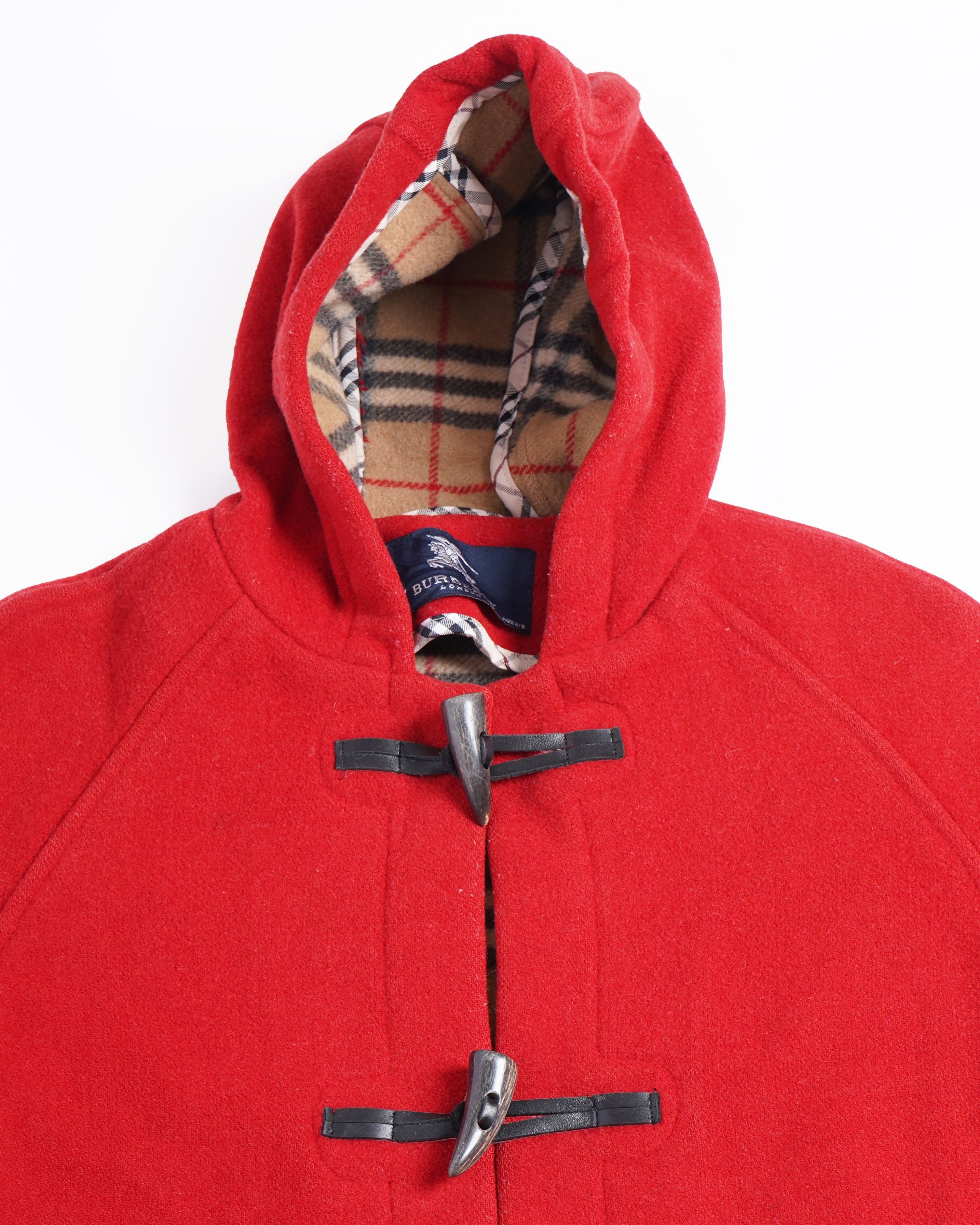 Burberry Baysbrooke Lined Nova Check Wool  Duffle Toggle Coat Red 8-9yrs