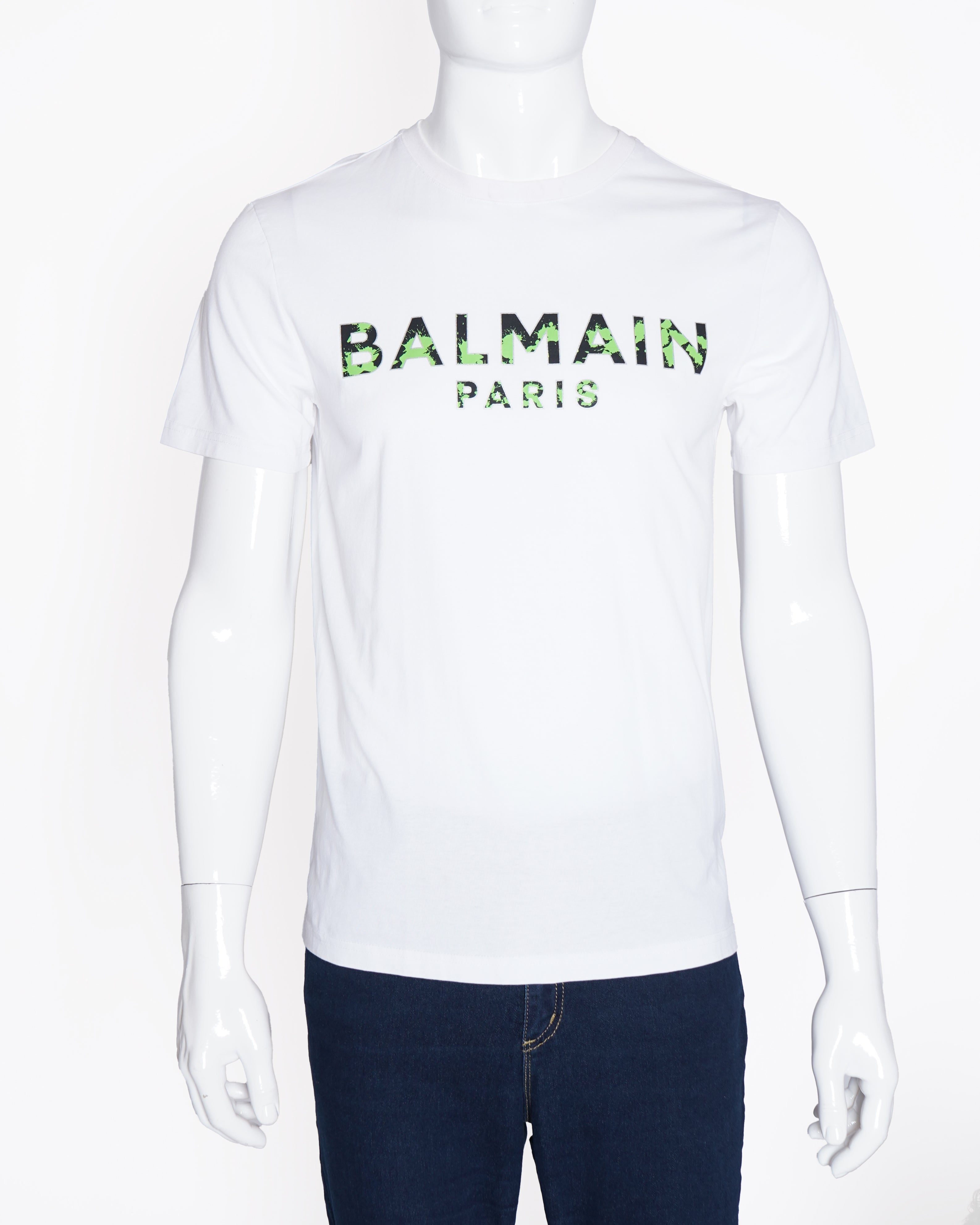 Balmain white logo embossed tshirt