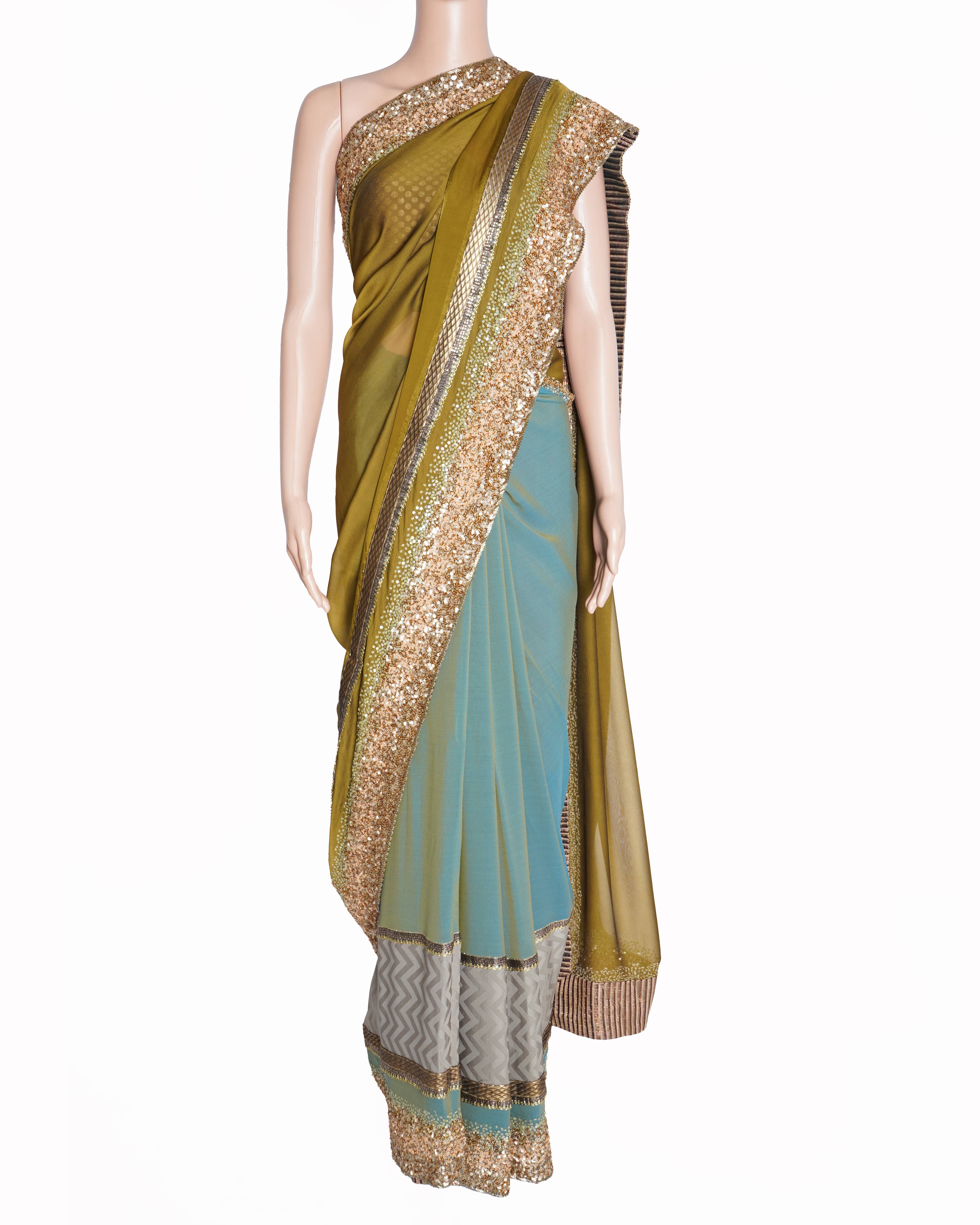 Manish Malhotra Green & Teal saree