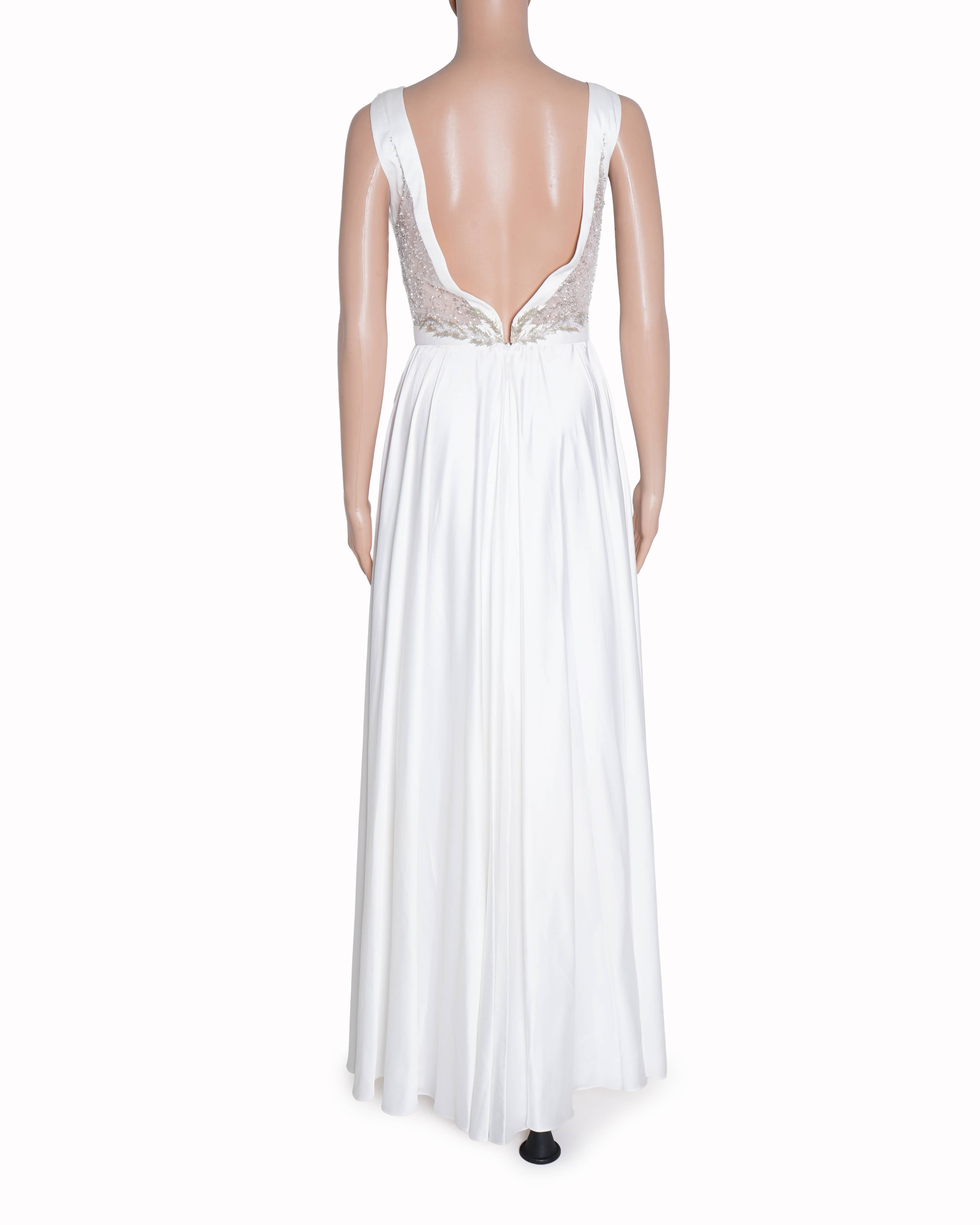 New Gavin C Miguel Gown In White WIth Sequin Detail