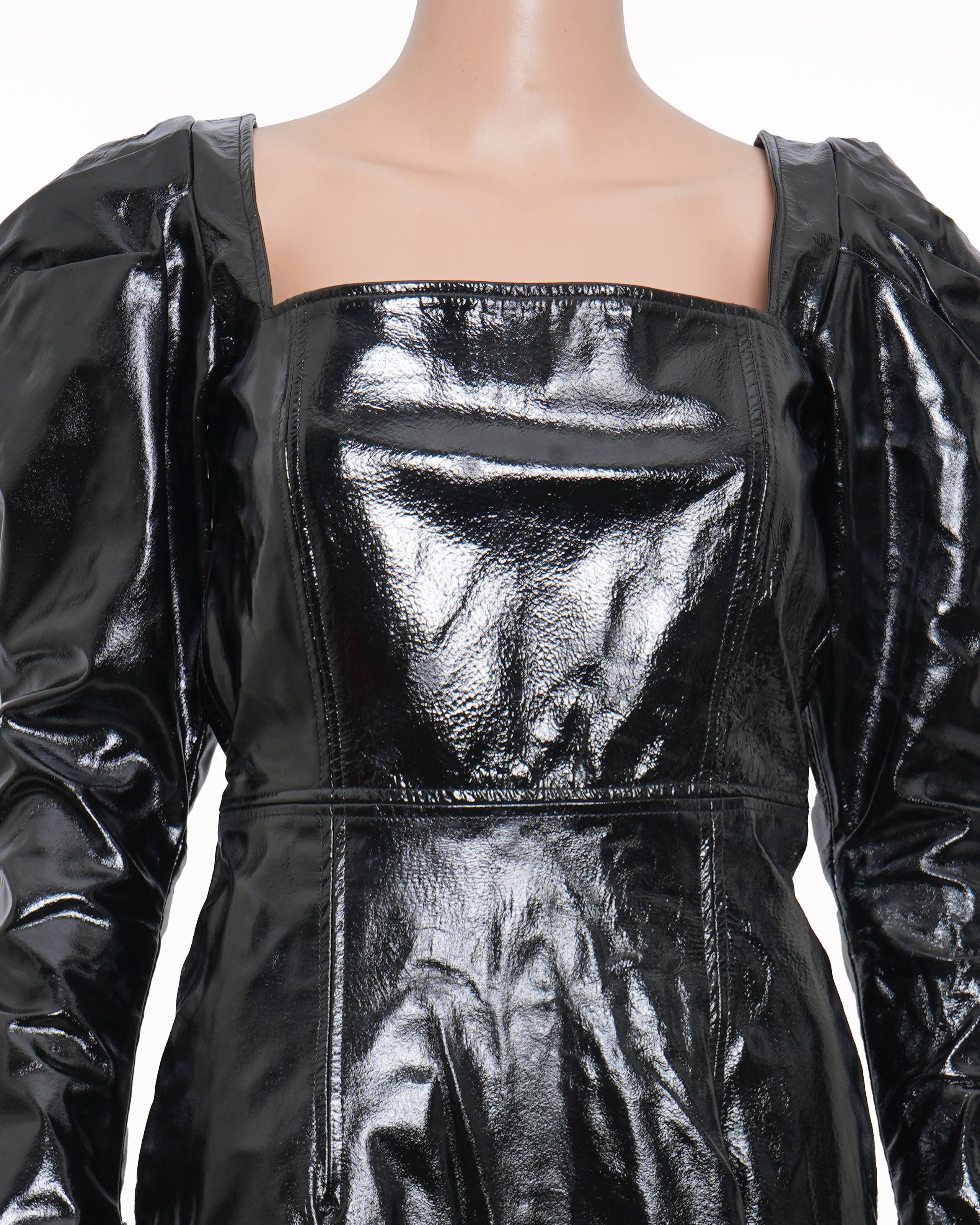 16Arlington Black Leather Bodycon Dress