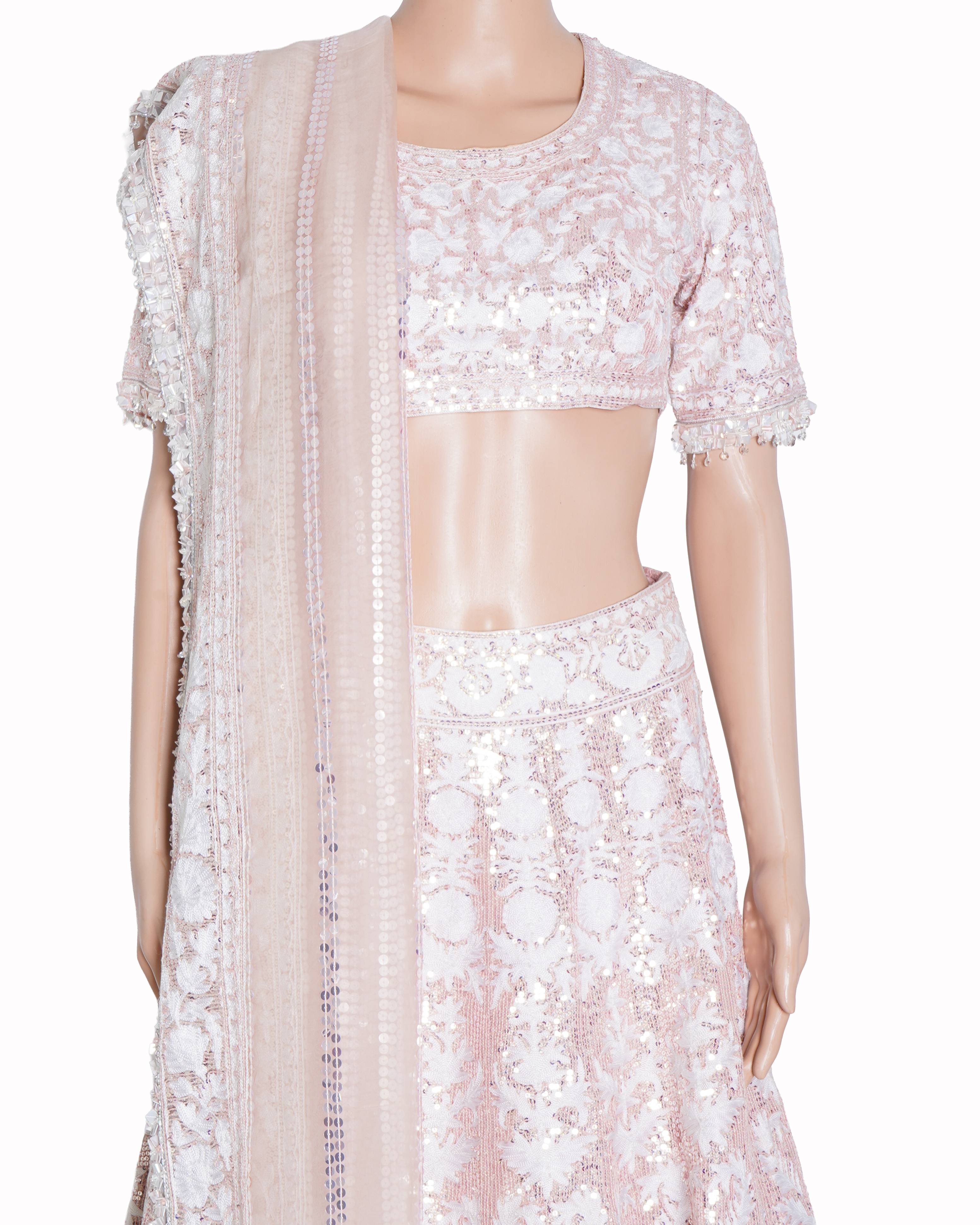 Manish Malhotra blush pink & Green embroidered lehenga