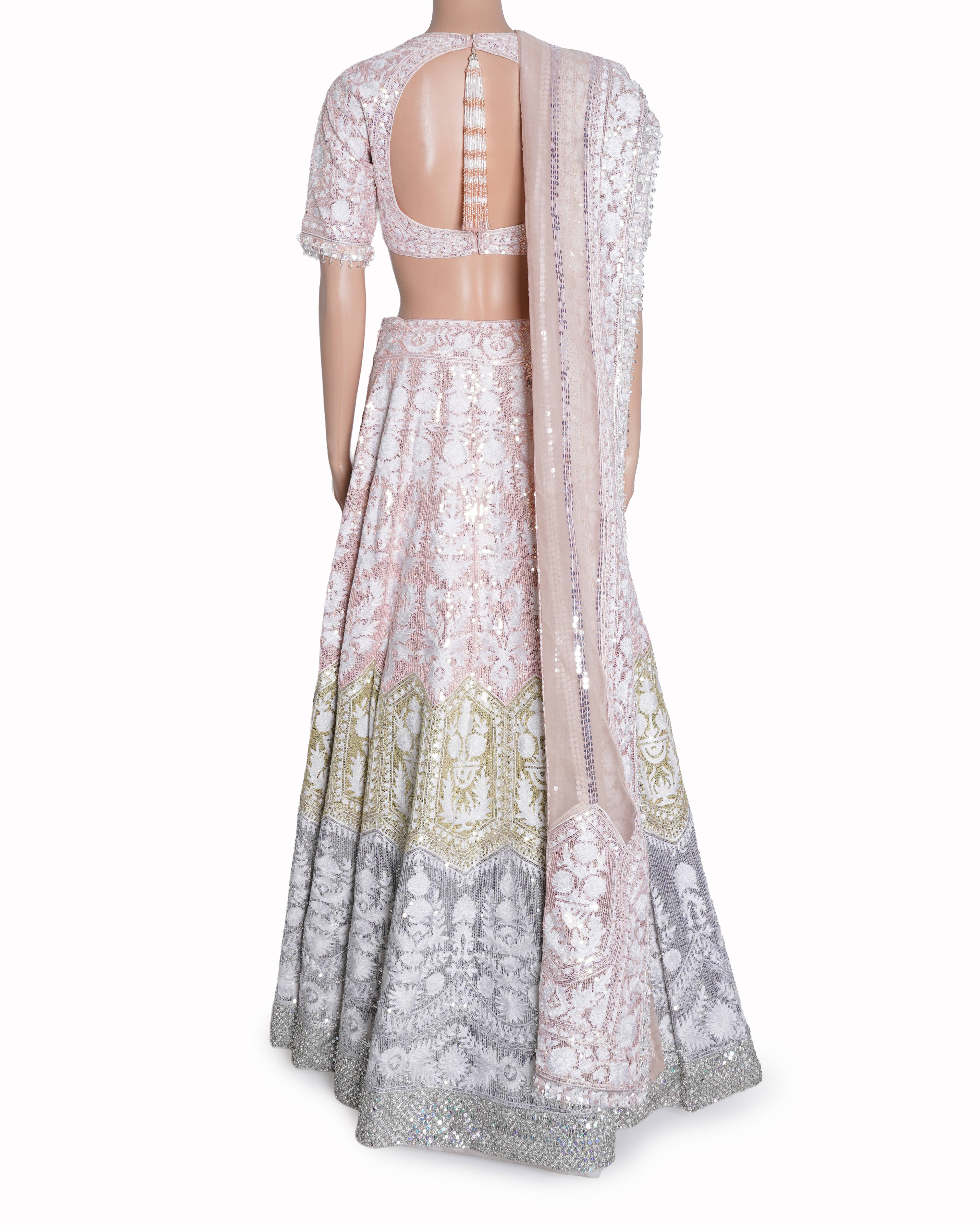Manish Malhotra blush pink & Green embroidered lehenga